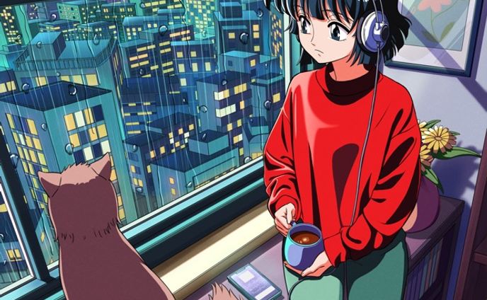 海外のLofi レコードレーベルのご依頼で制作したイラスト(Spotify カバー用)