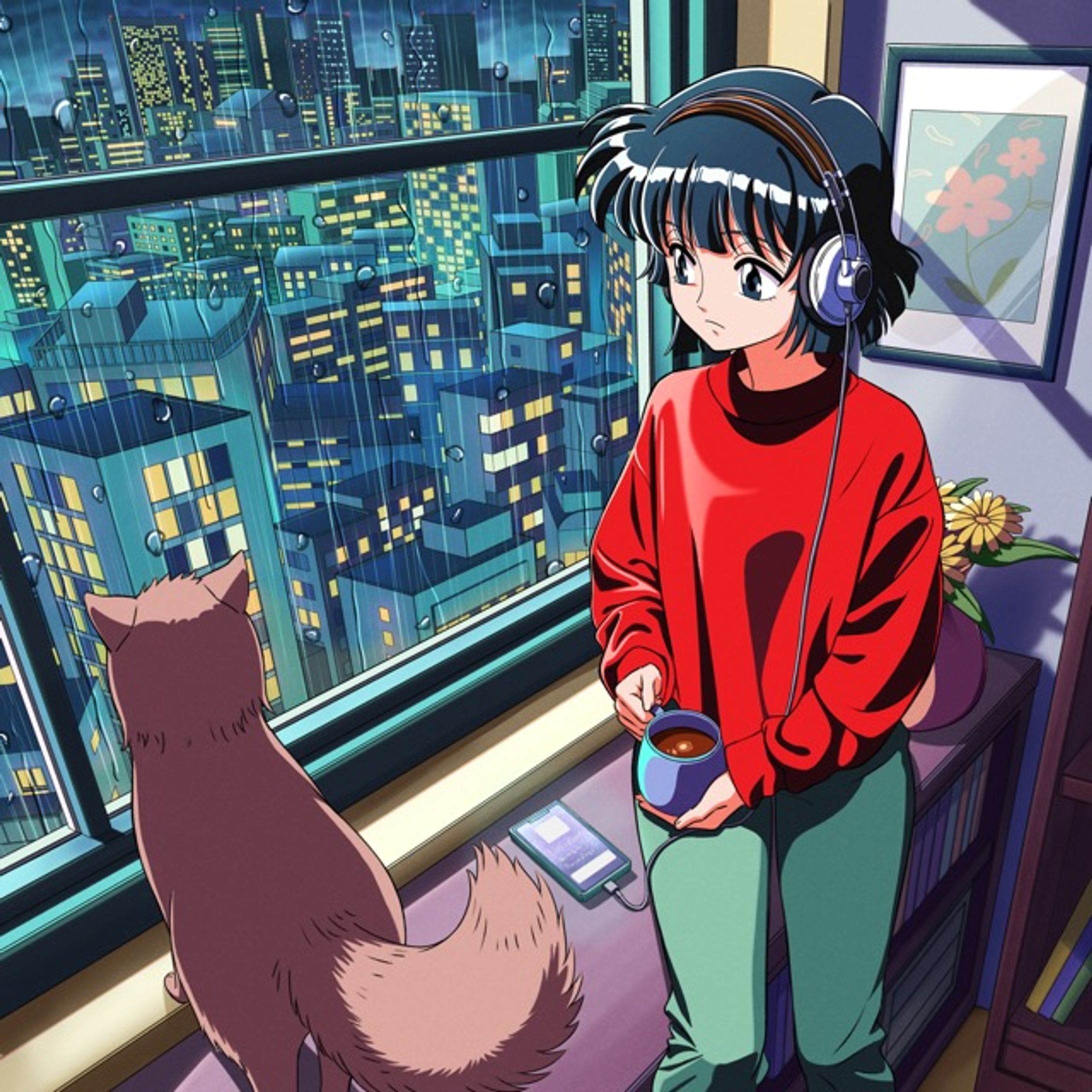 海外のLofi レコードレーベルのご依頼で制作したイラスト(Spotify カバー用)-1