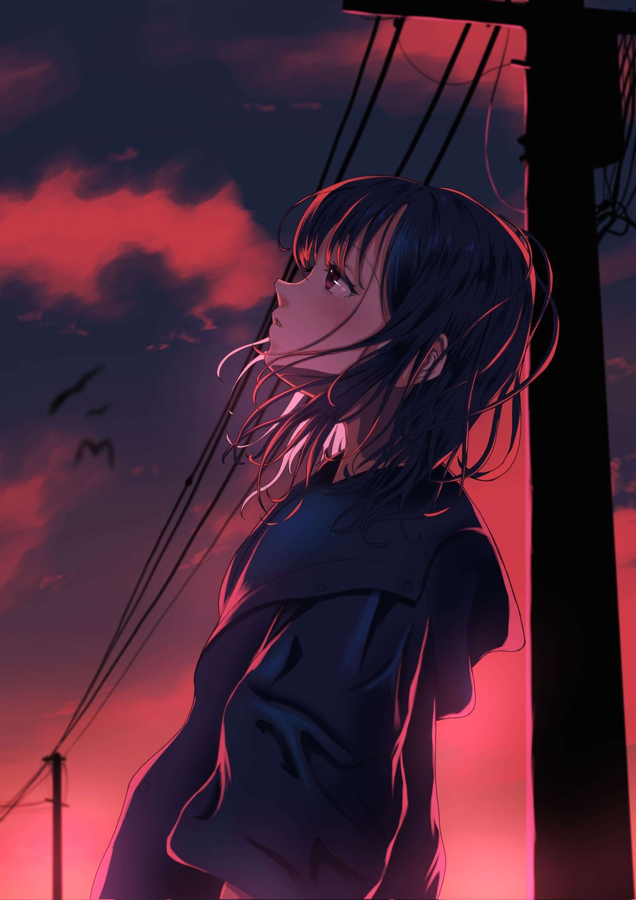 夕暮れ時の少女-1