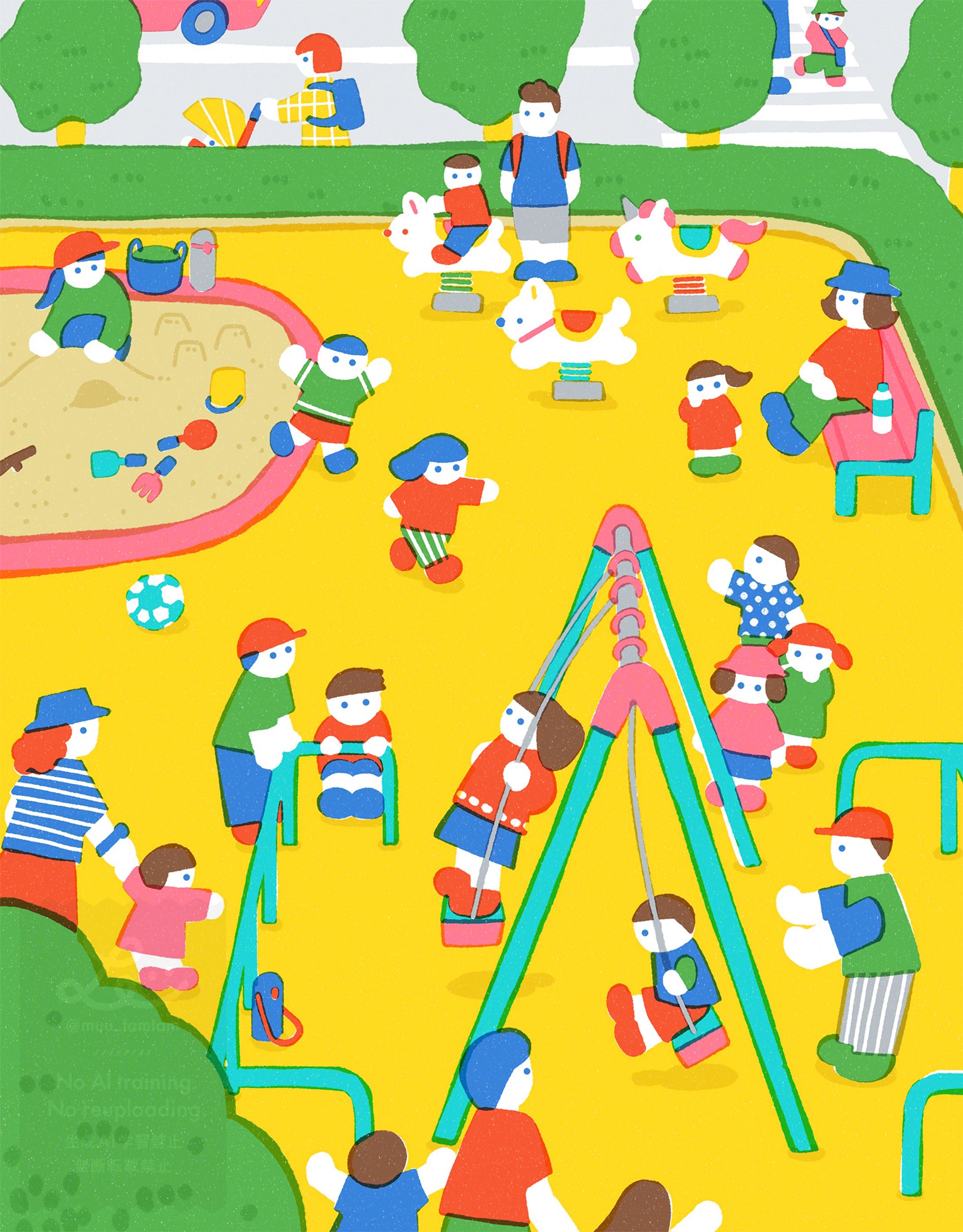 にぎやかな公園｜イラストレーション-1