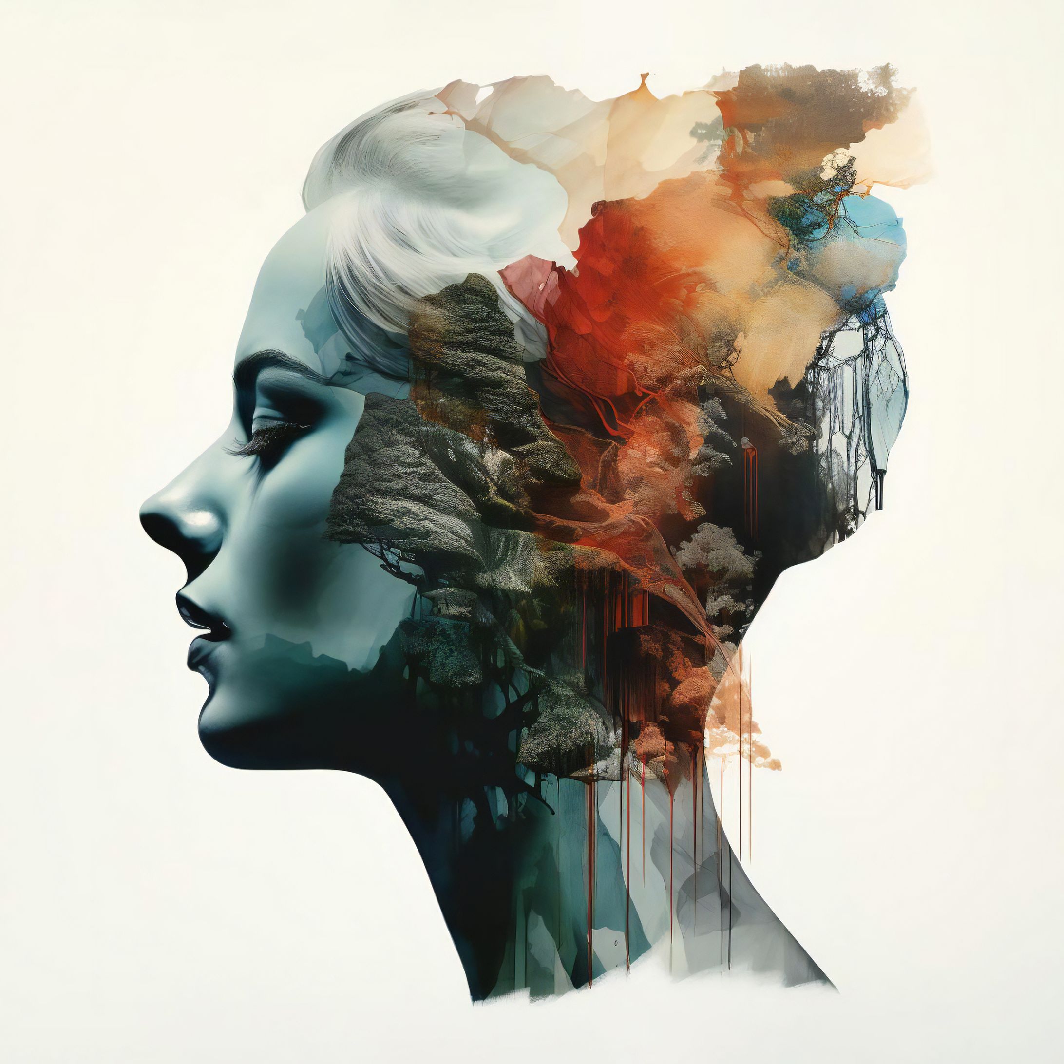 AI画像生成 - 横顔のコラージュ（習作）-1