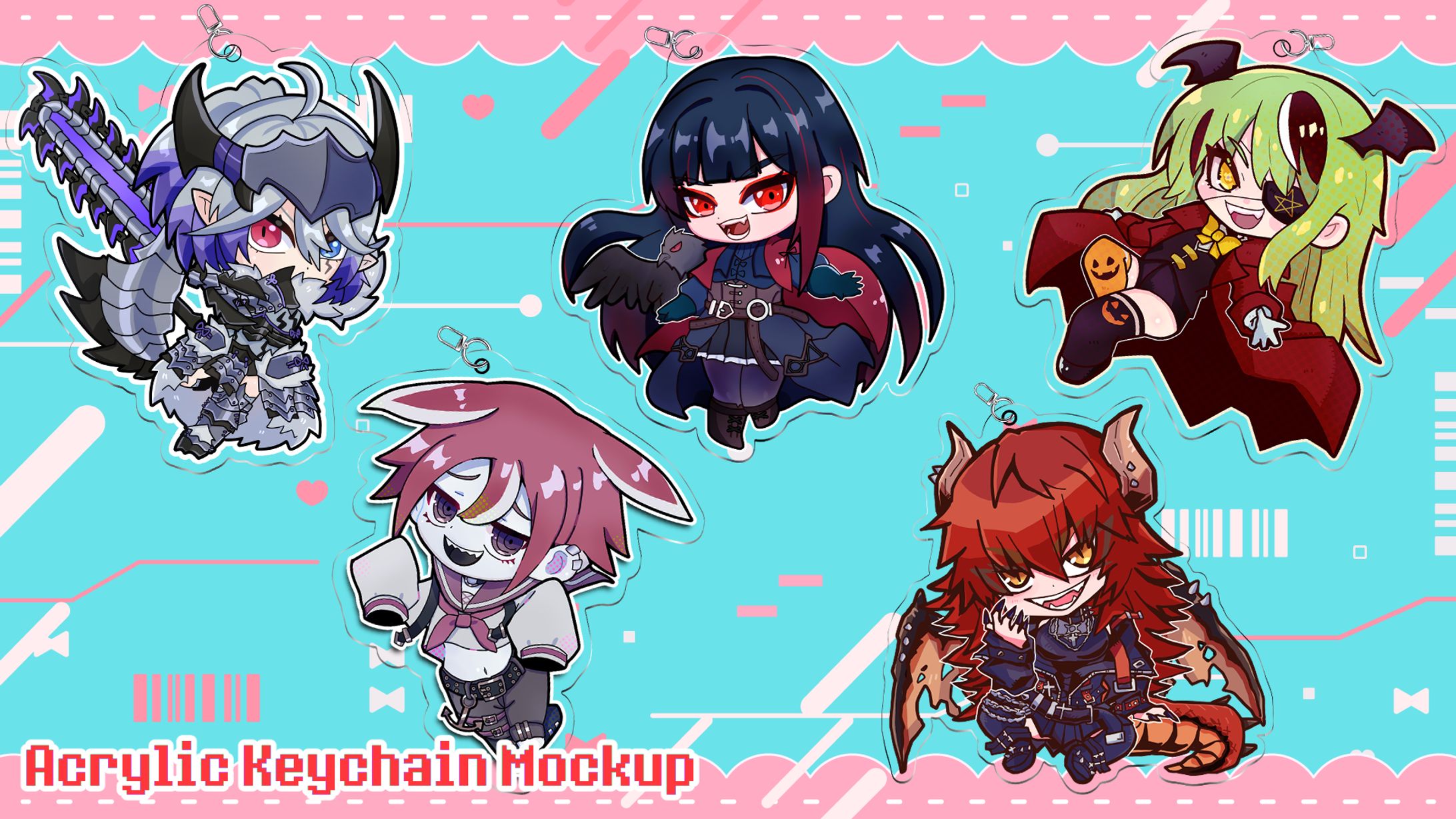 Chibi Character Acrylic Keyring Mockup-1