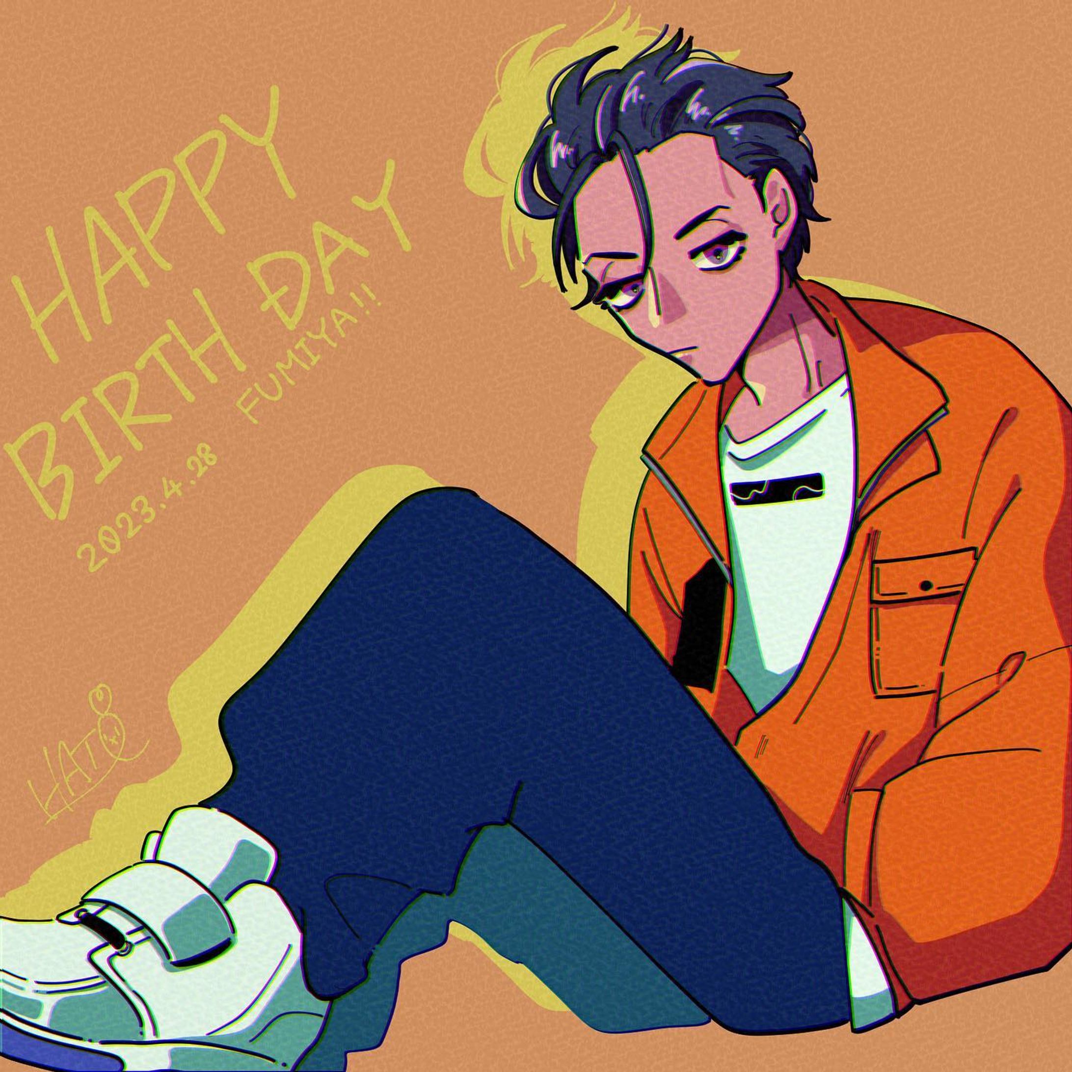 ふみや誕生日おめでとう🎉🎂🎂🎂
1日遅れた！ごめんね😭

 #伊藤ふみや生誕祭2023  #伊藤ふみや誕生祭2023  #カリスマ #仮住 #イラスト #illustration #イラストグラム #ファンアート #善悪の弁がパカパカ  #artwork  #drawing-1