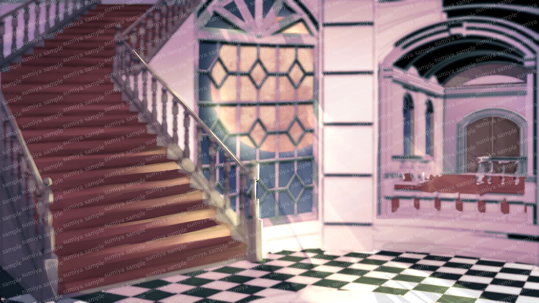 宮殿のホール 背景イラスト-1