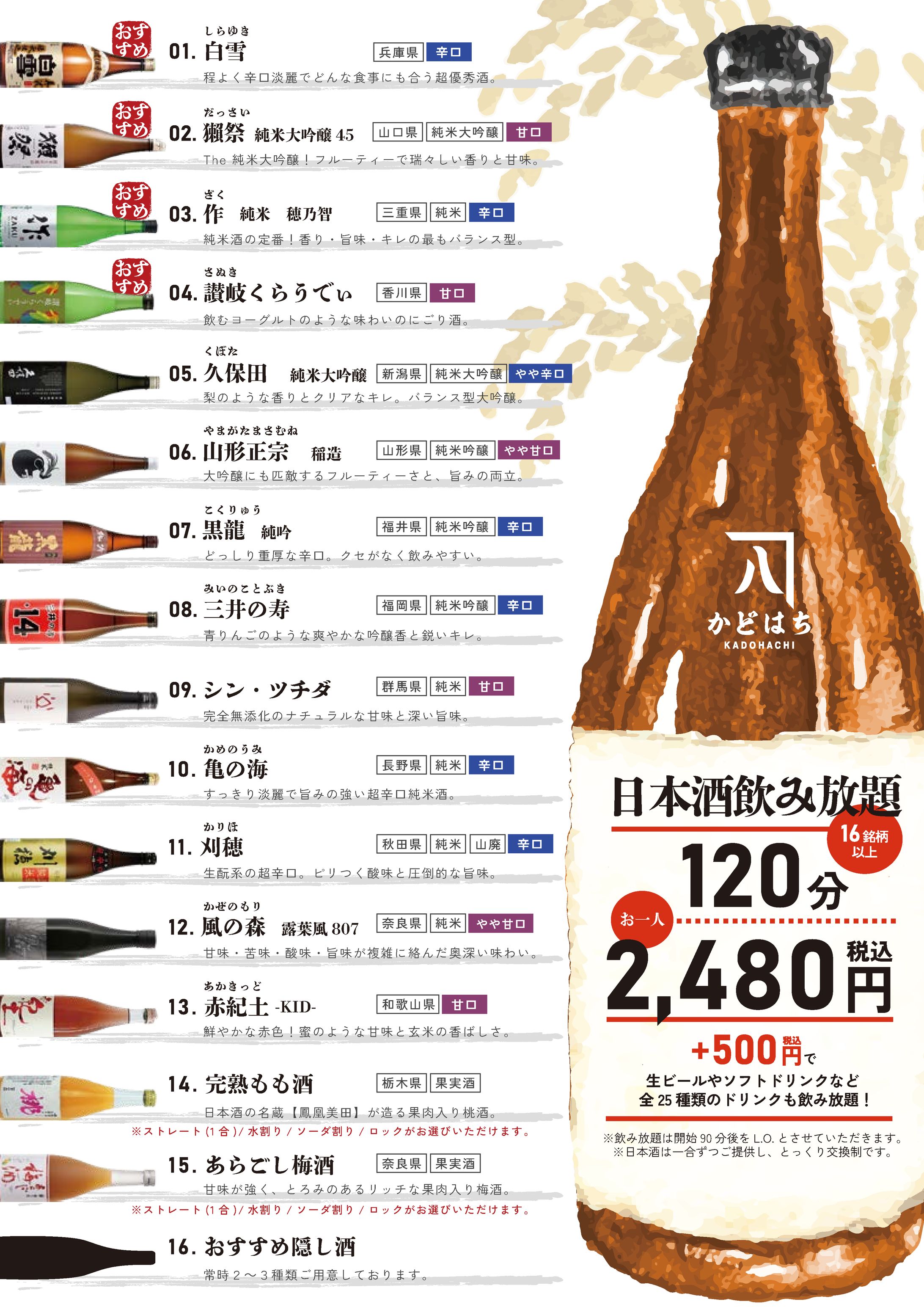 【寿司レストラン様】日本酒飲み放題プラン販促用メニュー-1