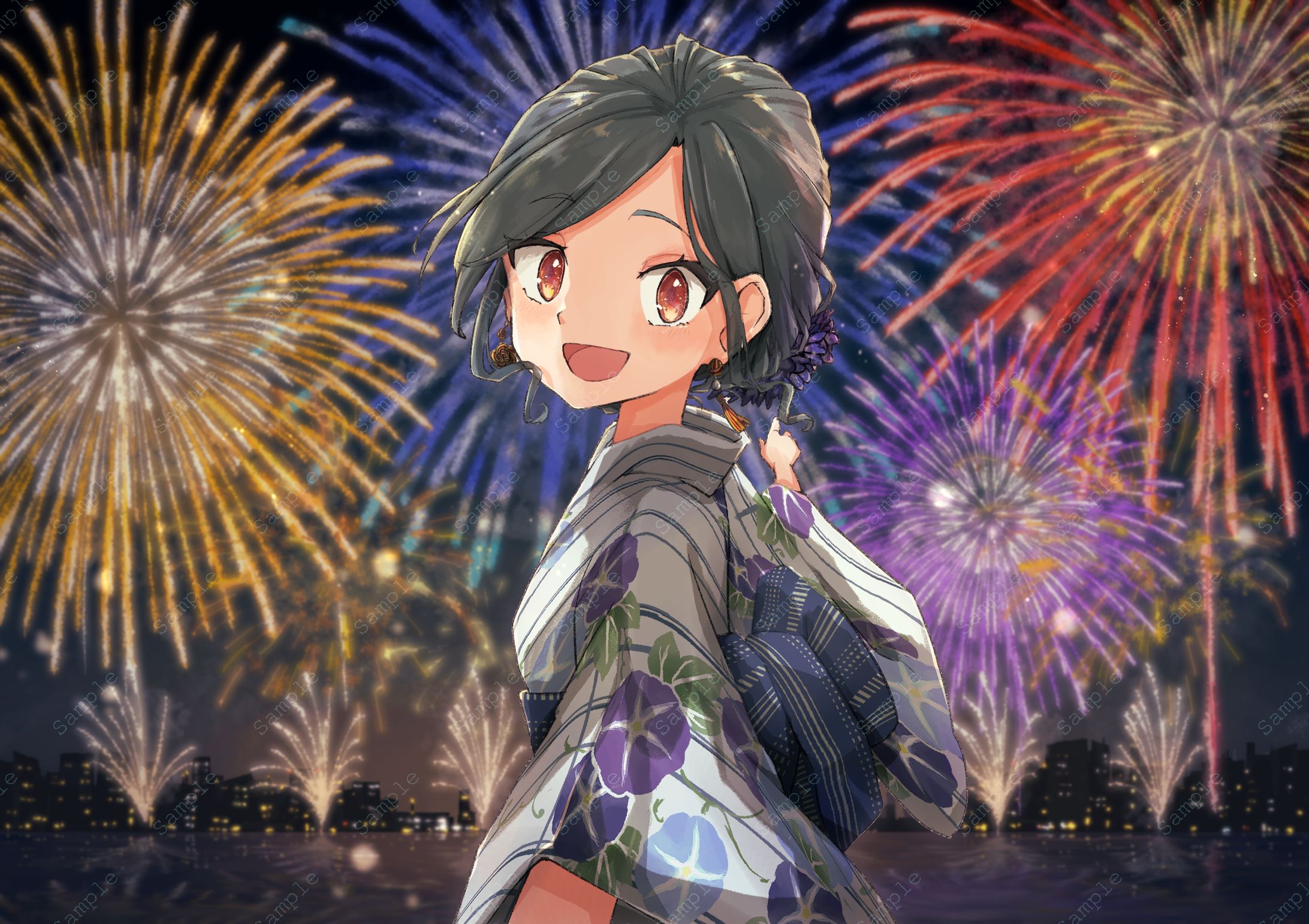 【comission】ツバキちゃん花火大会-1