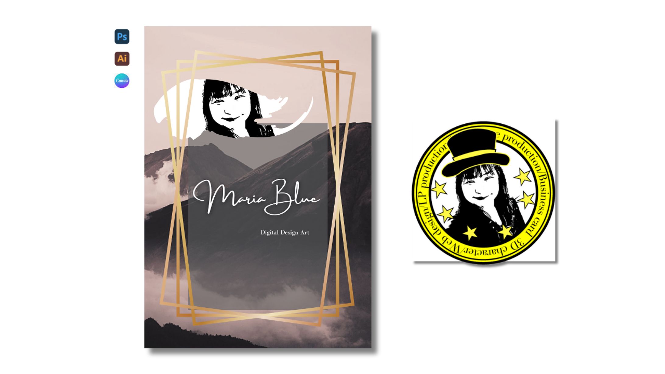 【コンセプト設計】自分を印象付ける 似顔絵×グラフィックロゴ-1