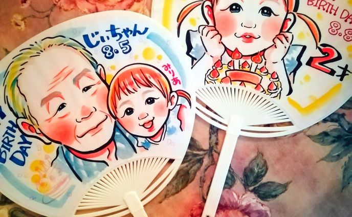 【似顔絵】うちわ似顔絵