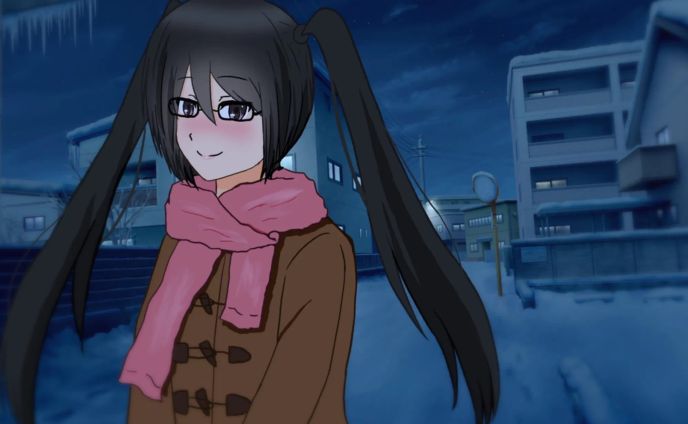 同級生の黒髪ツインテメガネっ娘ちゃんと一緒に帰る冬の夜