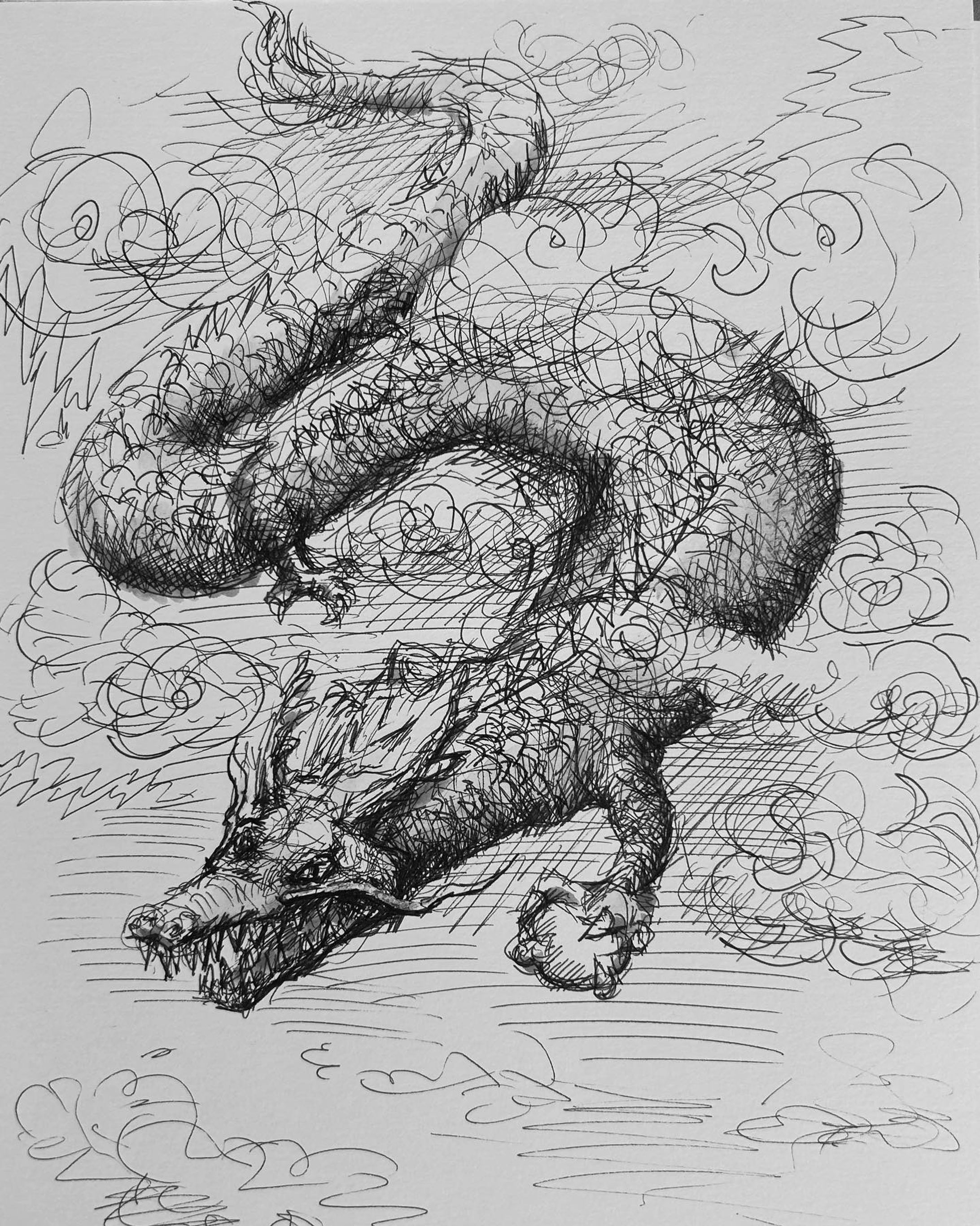 龍を描こうと思って、想像で下絵を描いたけど、こんな感じかなぁ。

#龍 #ユニボール #ペン画 #dragon #pendrawing #ballpendrawing-1