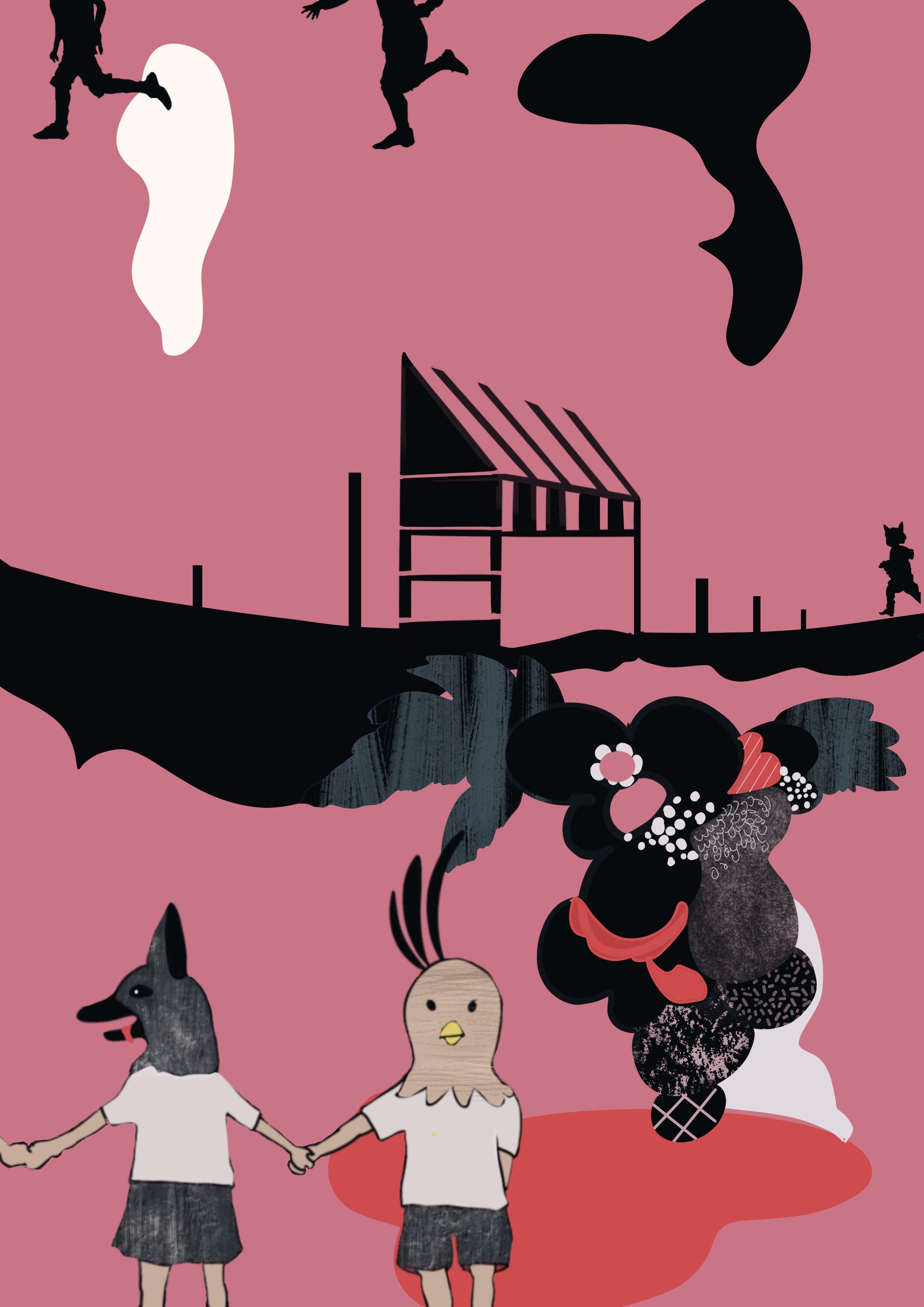 <イラスト>「新修館で遊ぼう！」チラシイラスト-1