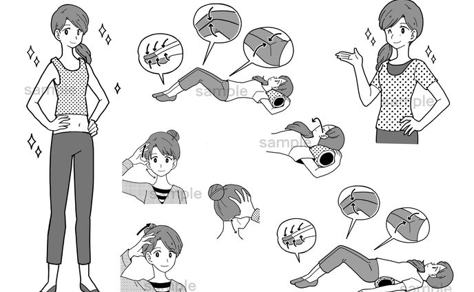 【仕事実績】女性のストレッチイラスト