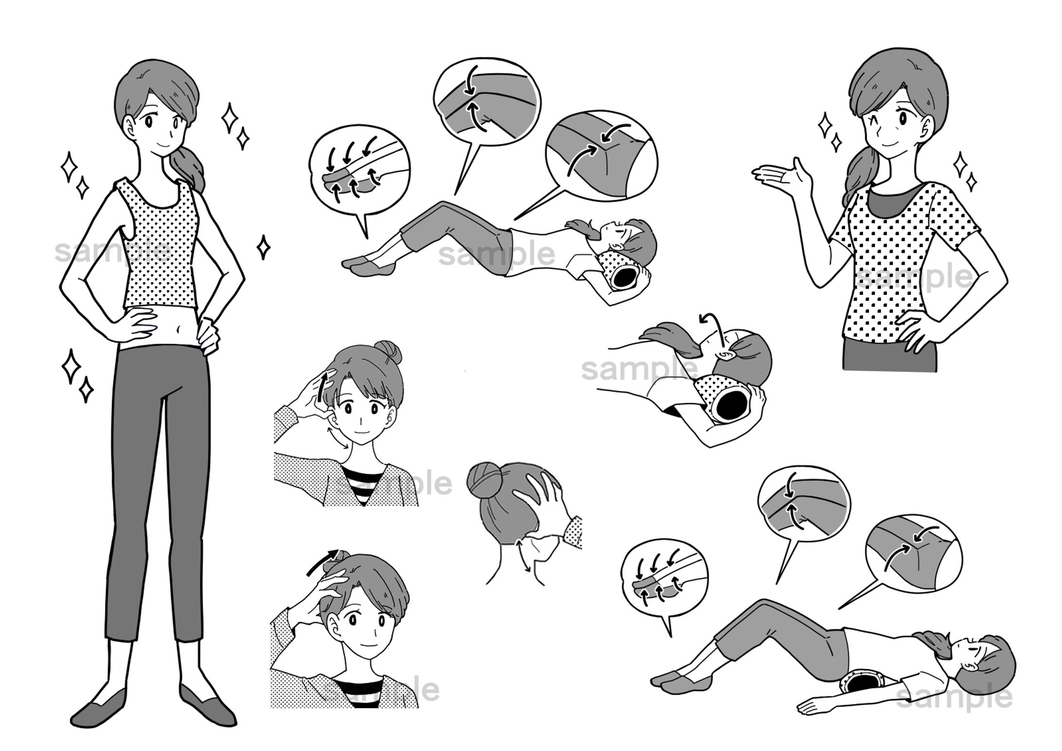 【仕事実績】女性のストレッチイラスト-1