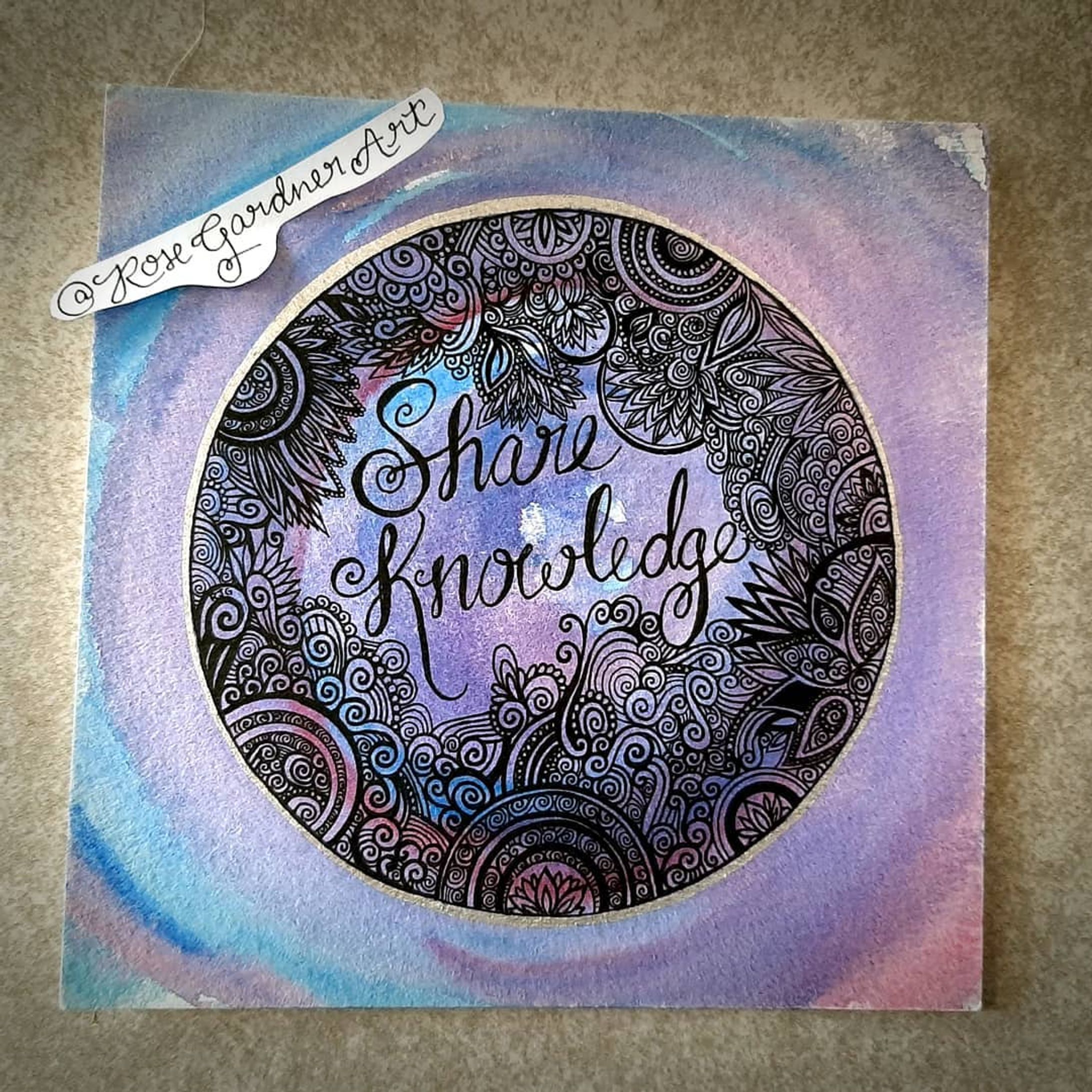 "Share Knowledge" 2018, Ink and watercolor. SOLD
.
.
.
#rosegardnerart #rosegardner #watercolorandink #artsagram #artcommunity #spirals #spiralart #zentagle #zenart #zentangleinspiredart #linework #artportfolio #igart #artgram #igportfolio #intuitiveart #intuitivepainting-1