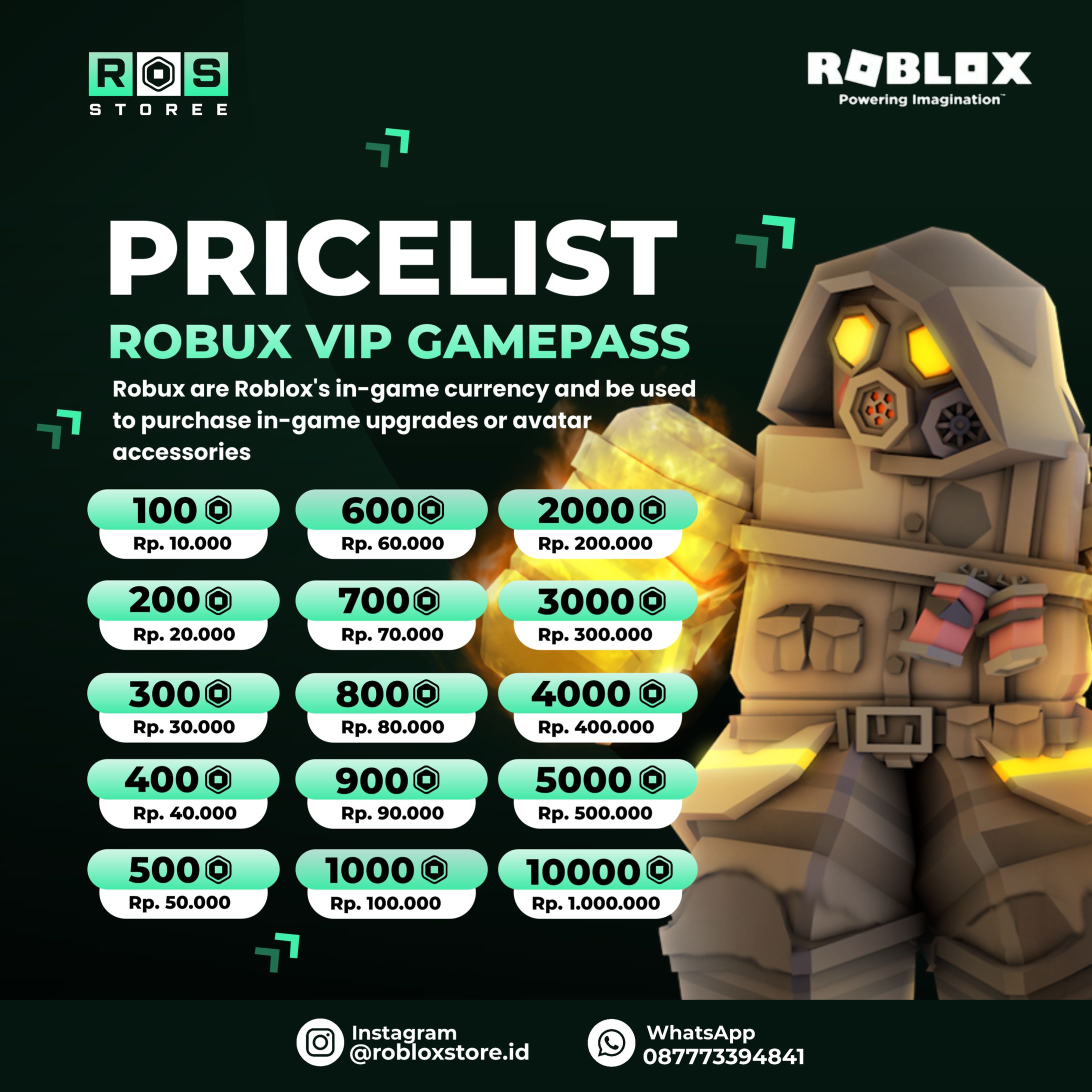 [ poster ] Pricelist Robux-1