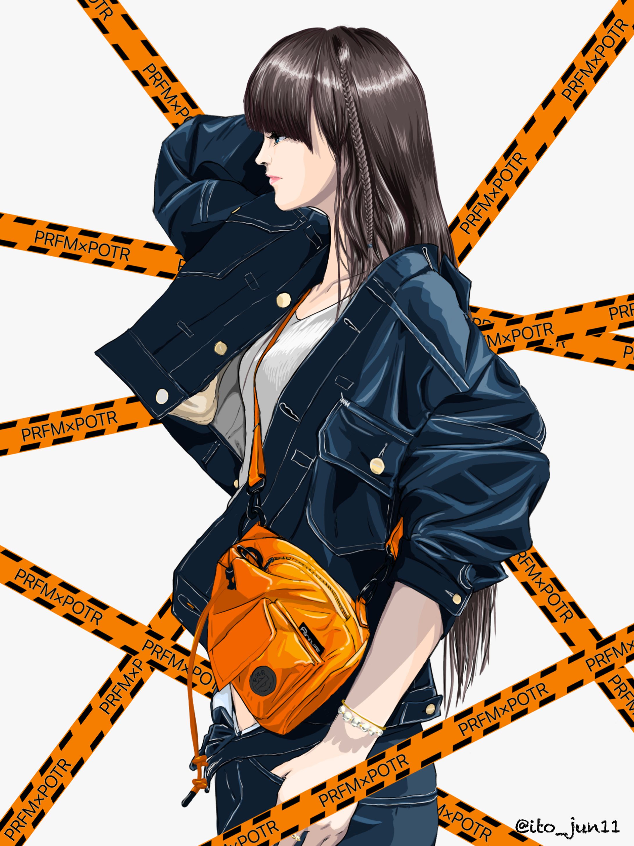 ポートレート作例(ハーフボディ･リアル寄り描画)-1