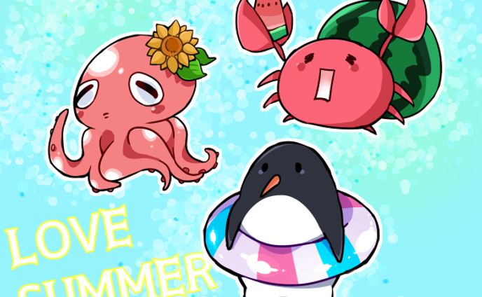 イラスト、へんてこいきものぱーちー