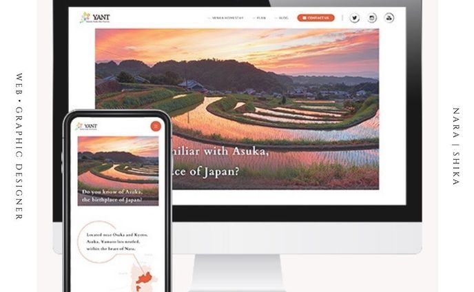 .
 
 
【 制 作 実 績 】
……………………………………………………………….............

 一般社団法人 大和飛鳥ニューツーリズム 英語サイト /
ホームページデザイン

……………………………………………………………................
 
 
 
▼サイトURL▼
https://yamatoasuka.or.jp/en/
「Yamato-Asuka New Tourism」で検索してください。
 
 
 
 
一般社団法人大和飛鳥ニューツーリズム様の
英語サイトのホームページデザインを
担当させて頂きました。
 
 
 
 
主に民家ステイ（教育旅行）を中心に事業をされており、
海外からの民家ステイにも力を入れていきたいという事で、
英語サイトの作成にいたりました。
 
 
 
 
日本国の最初の都とも言われる「飛鳥」。
 
 
 
 
まず、そんな「飛鳥」が関連する
サイト作成に携わることができ、
奈良県民として本当に嬉しく、そして誇りに思います。
このような素敵なご縁をいただけたことに
心より感謝いたします。
 
 
 
 
++++++++++
 
 
 
🔸コンセプト：初期の日本、海外の方にも伝わる和
🔸メインカラー：朱色
🔸テイスト：シンプル和モダン
 
 
 
++++++++++
 
 
 
 
【 コンセプト：初期の日本、和 】
 
日本国の最初の都ということで、
「大和」という言葉を意識しました。
 
 
 
 
その際に、やはり日本国旗のあしらいにもある
「日の丸」をイメージし、
奈良の地図の説明文の周りを
「◯」っぽいあしらいにしました
 
 
 
 
また、幻想的な「飛鳥」という意味も込めて
霞（かすみ）模様を、少しポップに海外の方も
受け入れてもらいやすいように、あしらいました。
 
 
 
 
……….
 
 
 
 
【 メインカラー：朱色 】
 
飛鳥時代前後などの神社にも多く使用されている
赤でもなく少しオレンジがかったような赤「 朱色」を
メインに使用しました。

ただし、すっきり見やすいように、
使いすぎないよう工夫しました。
 
 
 
 
……….
 
 
 
 
【 テイスト：シンプル和モダン 】
 
海外の方も抵抗なく見て頂きやすいように
シンプルな和のデザインを意識しました。
 
 
 
 
また、シンプルにすることにより、
写真で見せていくサイトなので、
より写真が引きたちます。

 
 
 
 
 
#webデザイン #webデザイナー #webdesign
#グラフィックデザイン
#デザイン #design 
#ならまち #奈良町 #奈良カフェ
#奈良 #わたしは奈良派 #yant 
#ホームページ制作 
#ホームページデザイン #飛鳥
#webデザイン勉強中 
#デザインスクール #デザインスクール_関西 
#webデザインスクール奈良 
#デザインスクール奈良 
#おしゃれさんと繋がりたい
#写真好きな人と繋がりたい
#photoplusme 
#写真 #photo #photography  #女性起業家
