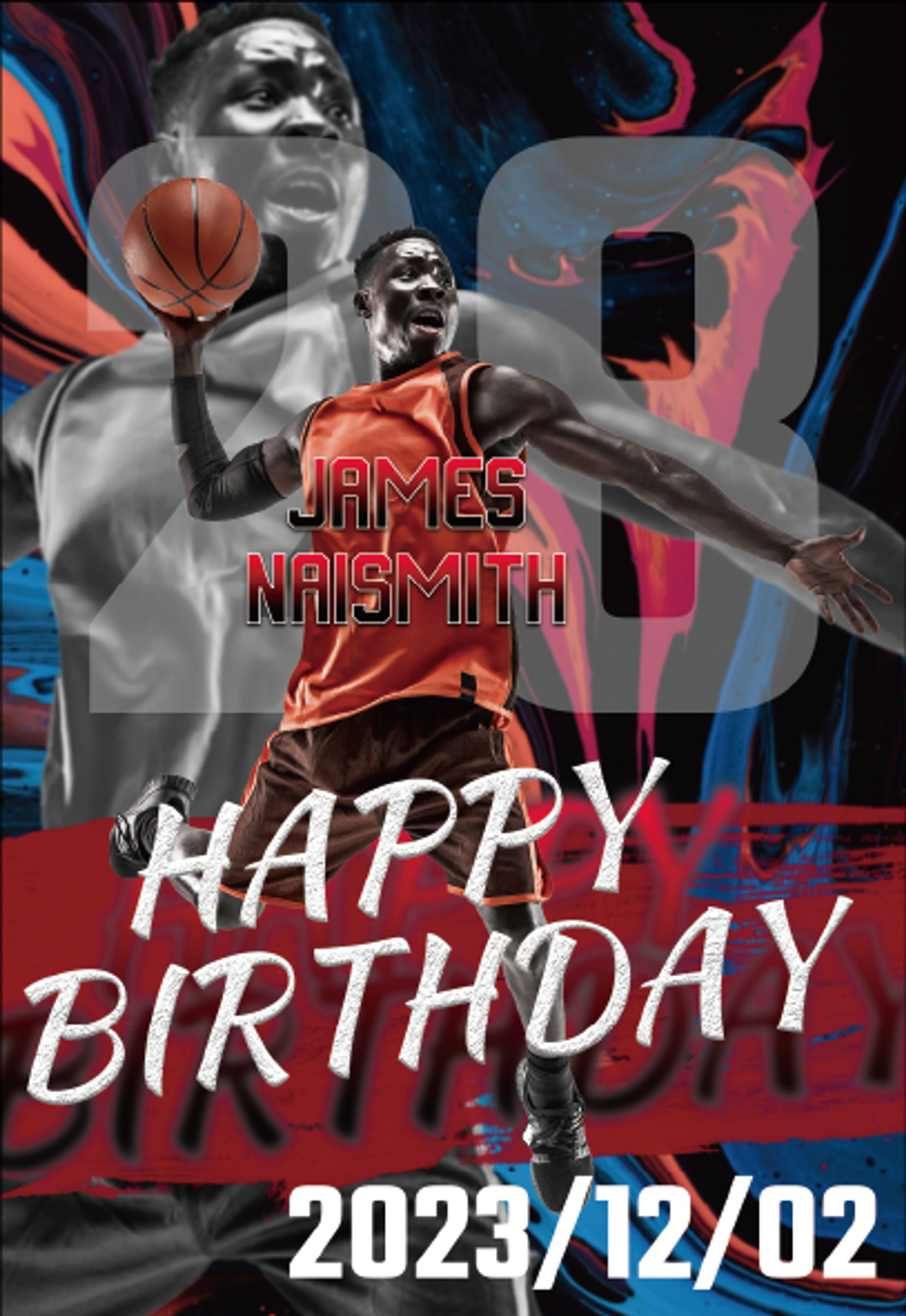 バスケットボール選手のバースデーカードのデザイン-1