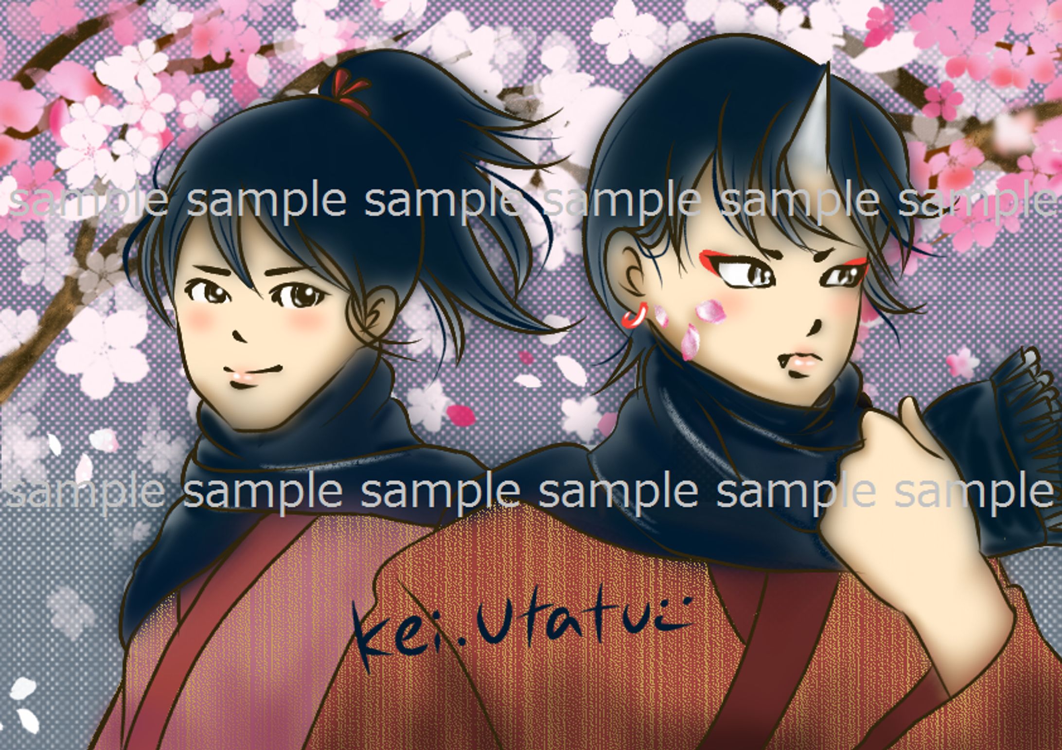 桜と桃太郎と赤鬼とマフラー（ちょっと大人になったバージョン）-1