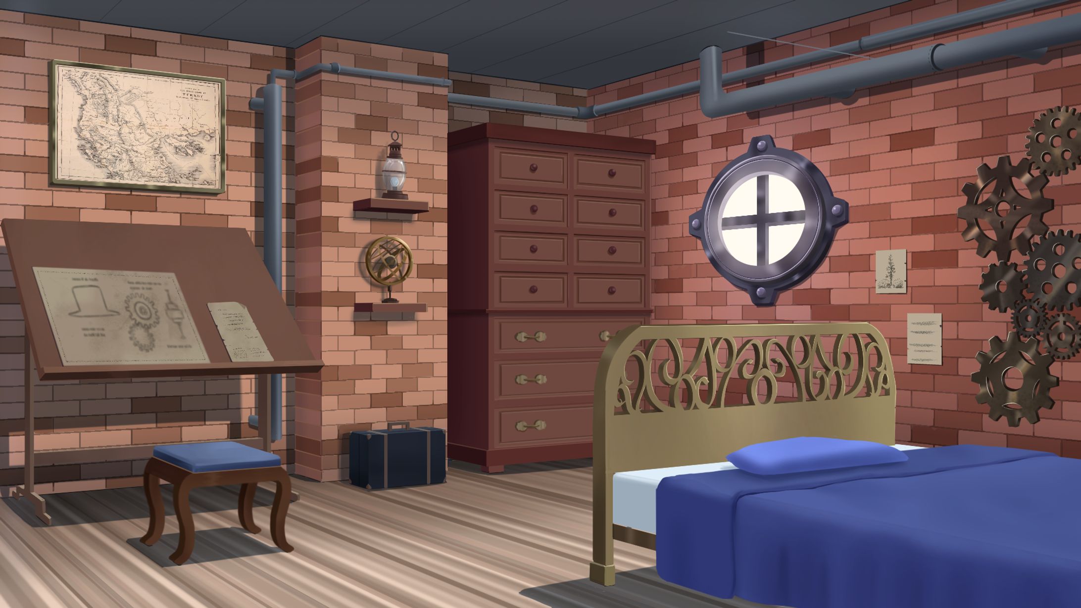 配信背景（スチームパンク風の部屋）-1