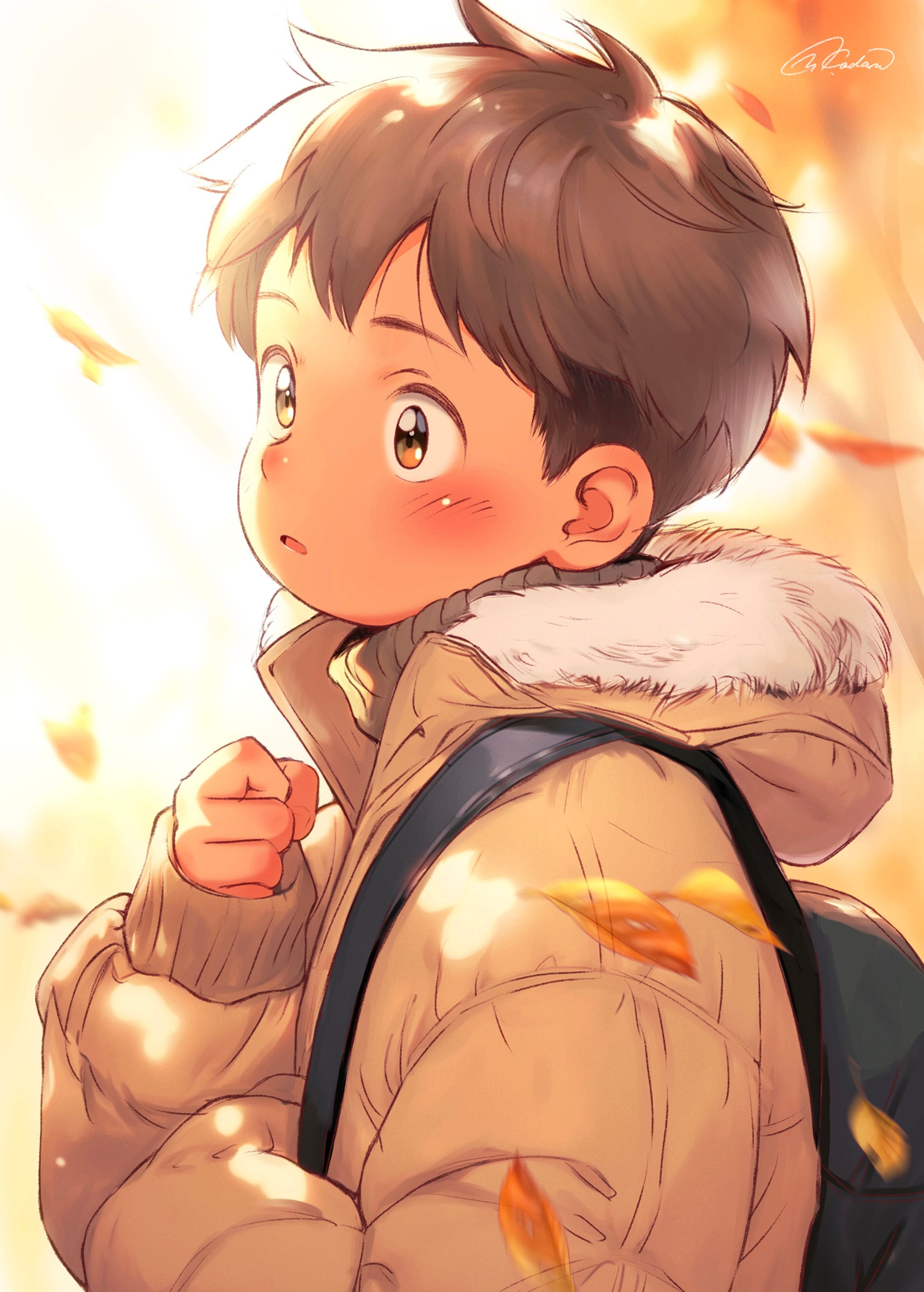 初日の出を見る少年-1