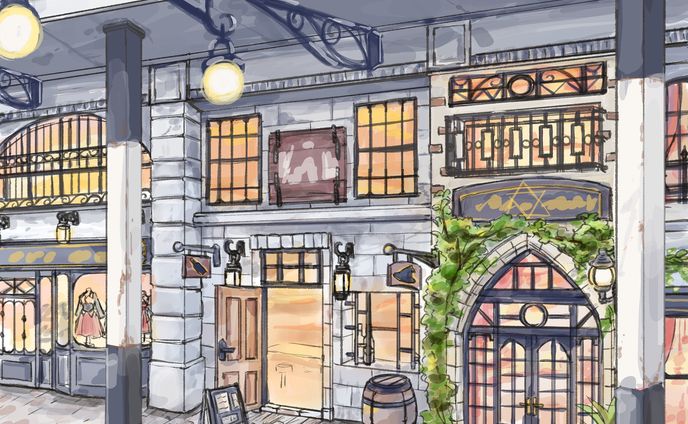 ヴァンパイアの街構想『商店街』アイディアスケッチ