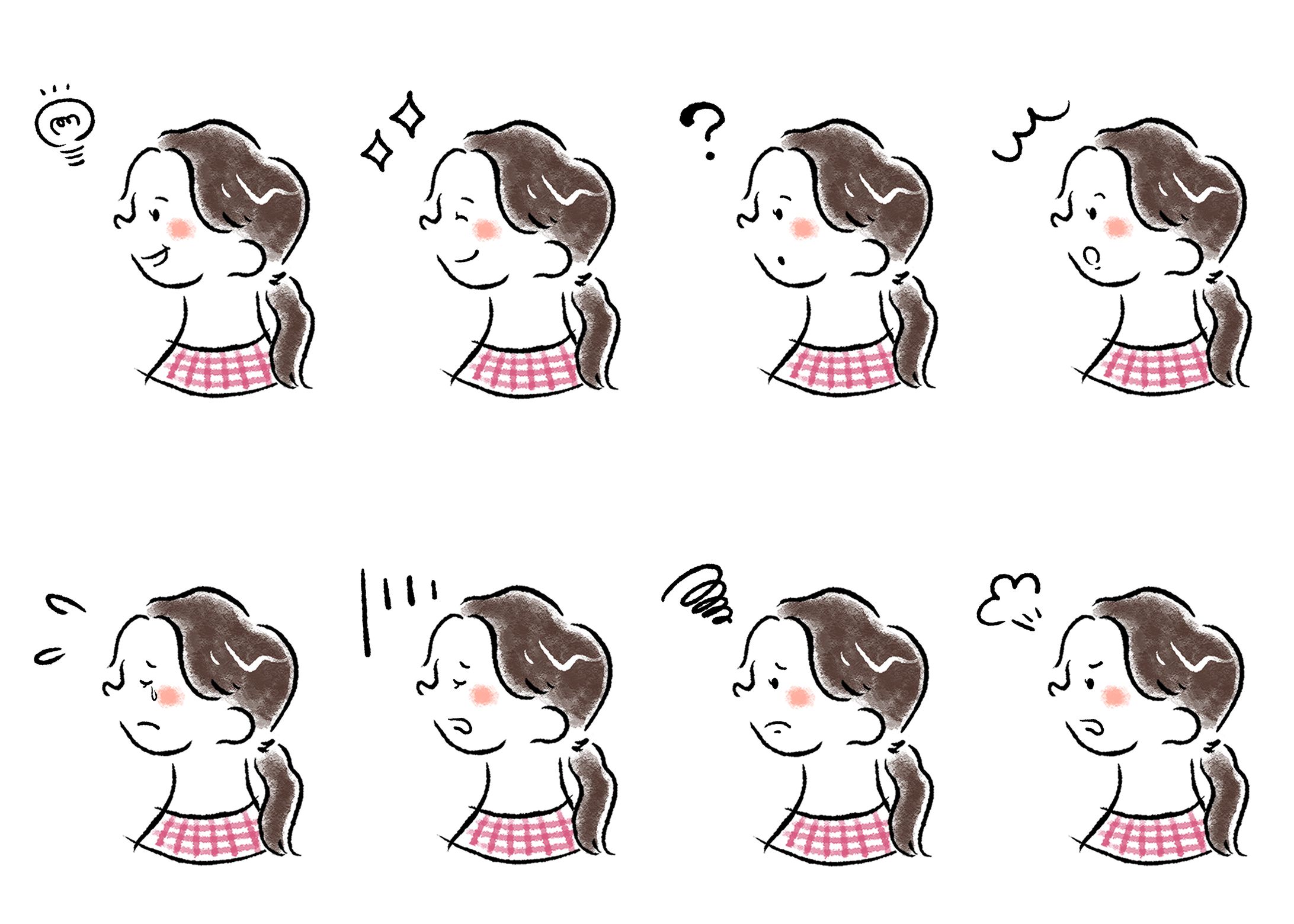 手描き　人物アイコン　表情バリエーション-1