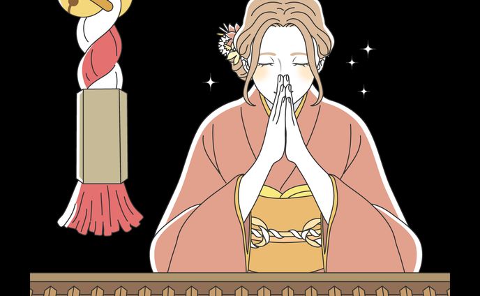 初詣をする女性