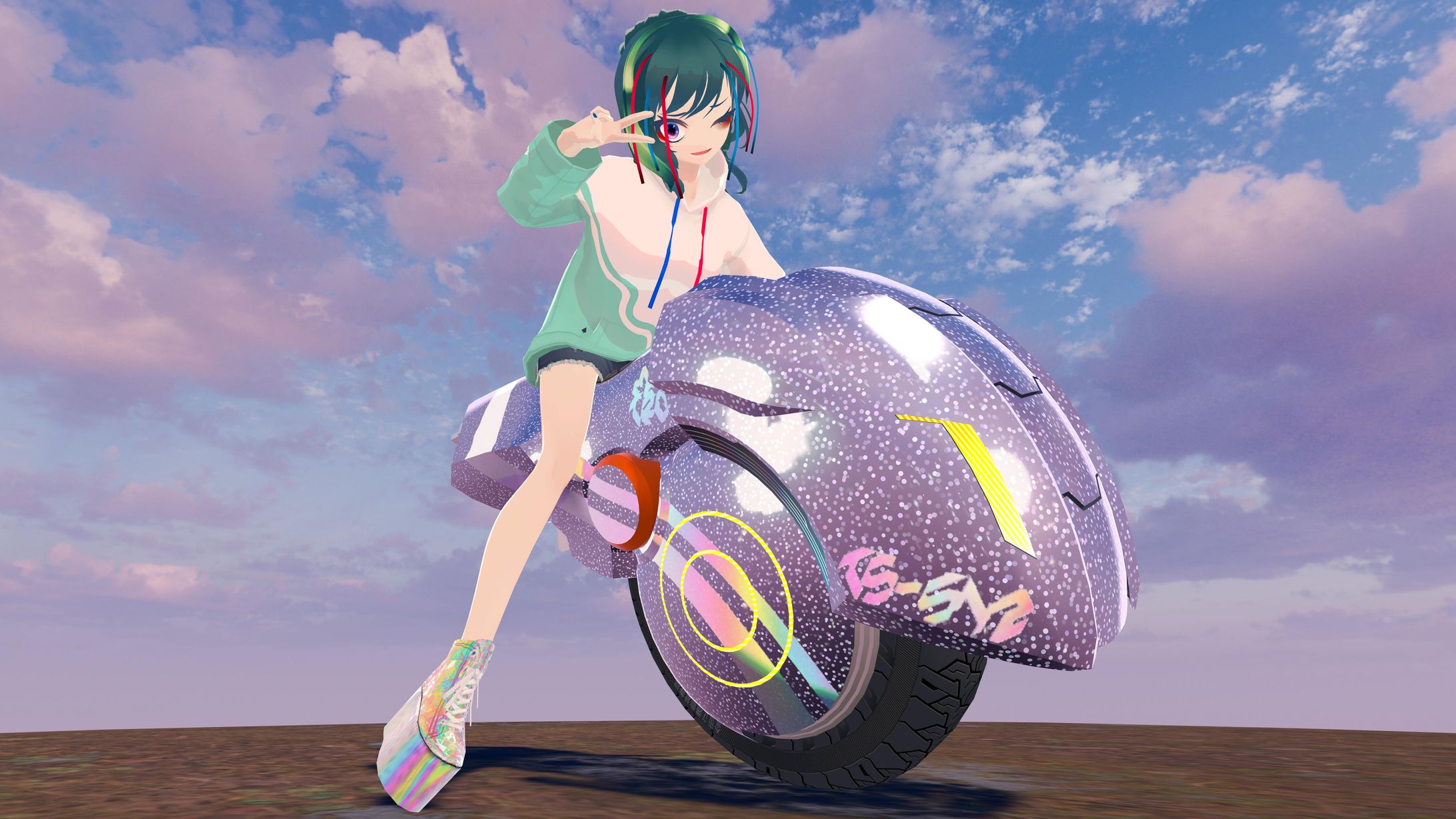 小型変形バイク3Dモデル-1