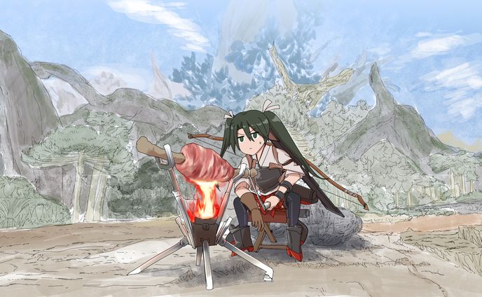 オープンワールドで肉を焼く瑞鶴
