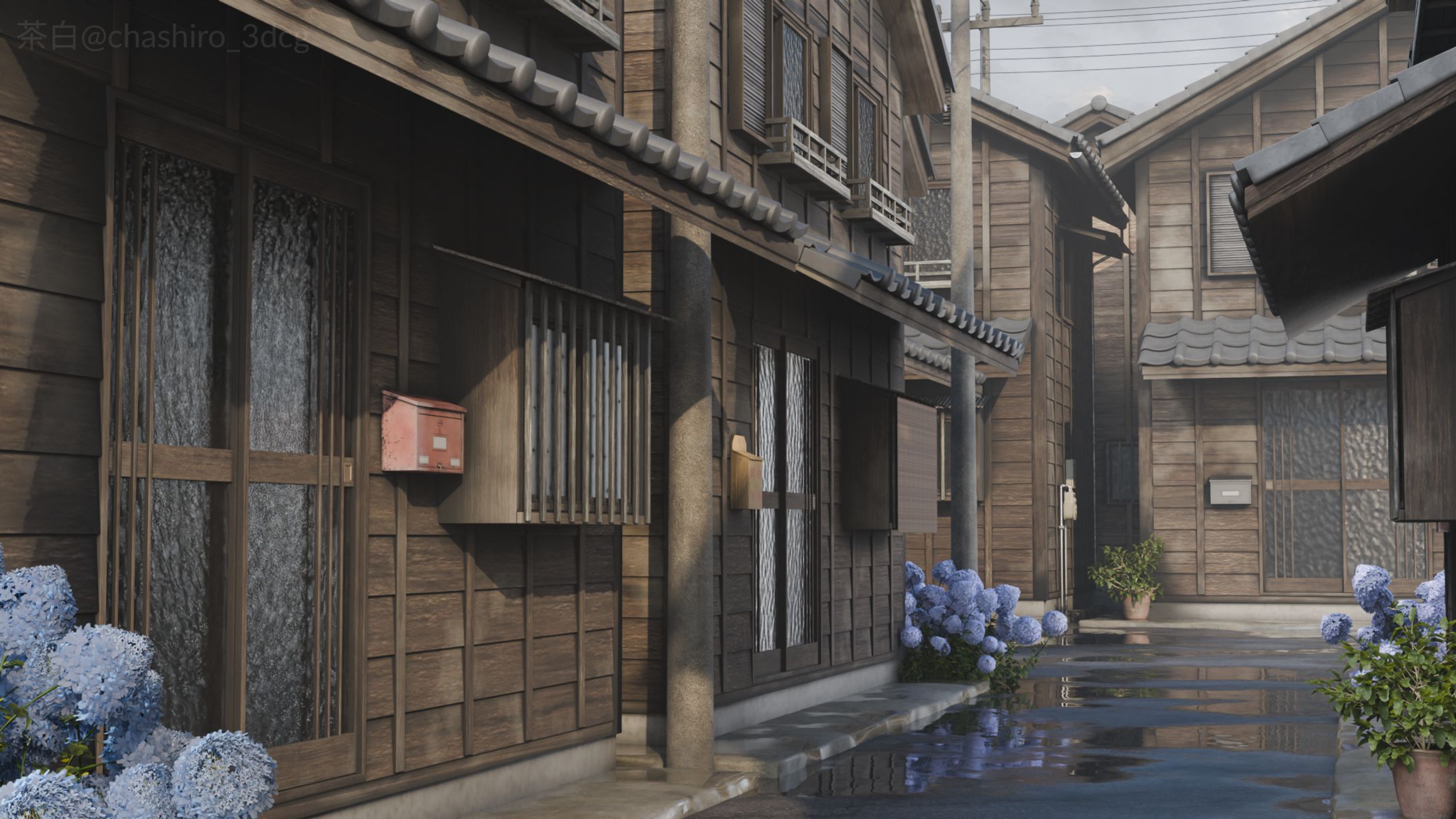雨上がりの住宅街-1