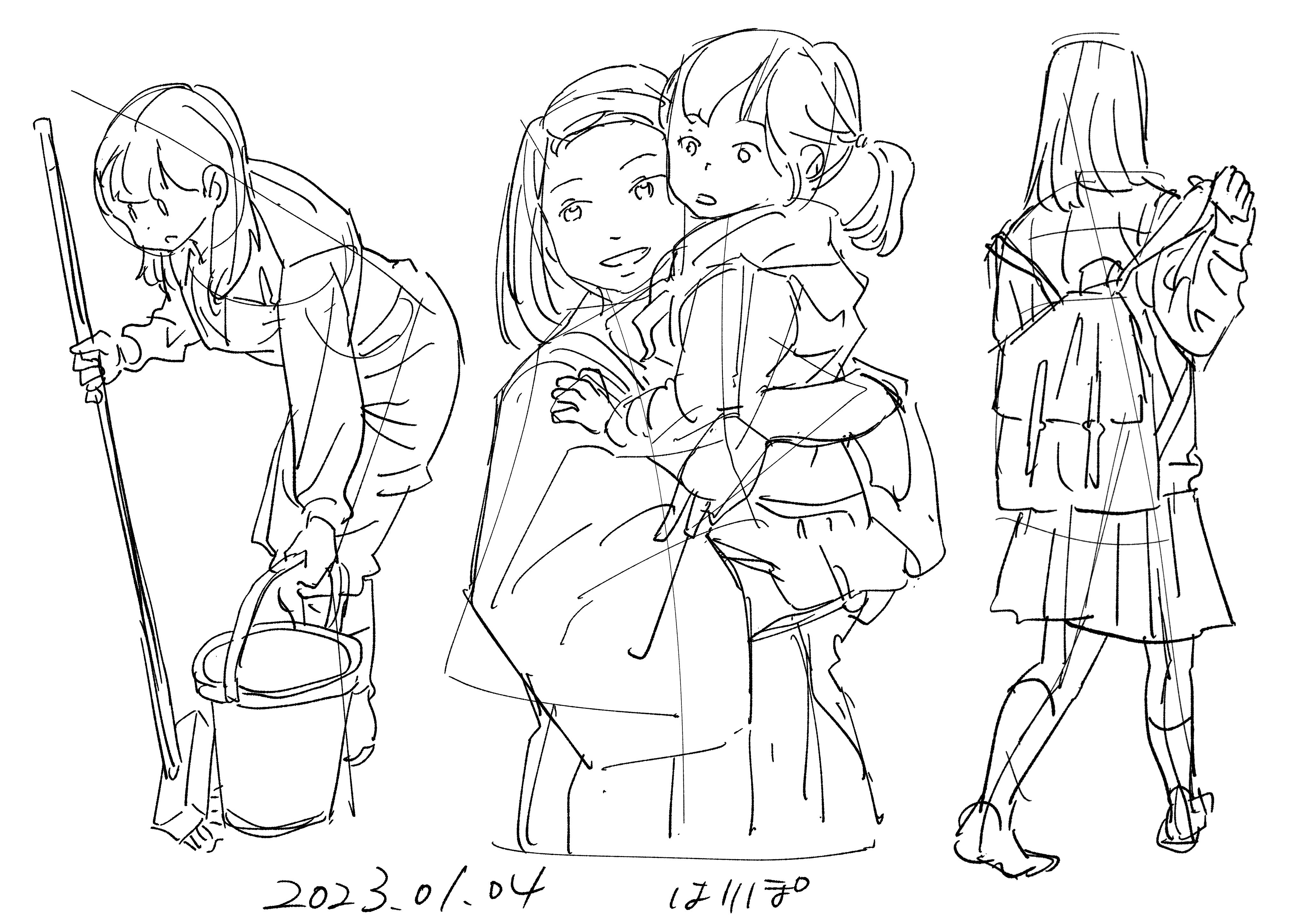 人物スケッチ（カフェスケッチ風）