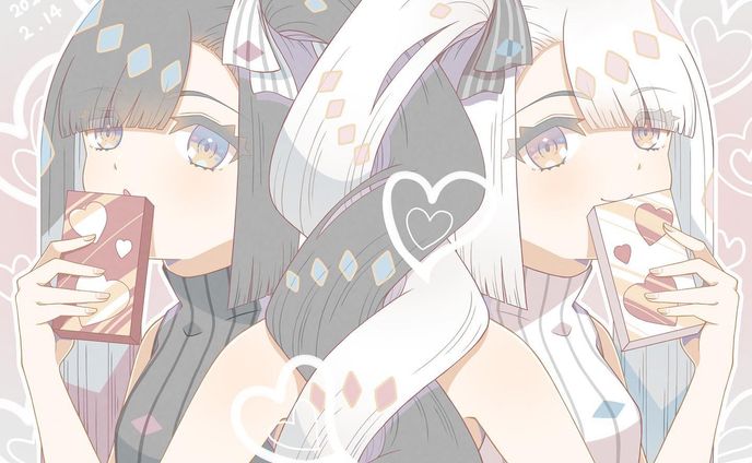 クロとシロの双子のバレンタイン
#illustration #originalcharacter #valentineday#イラスト#創作イラスト