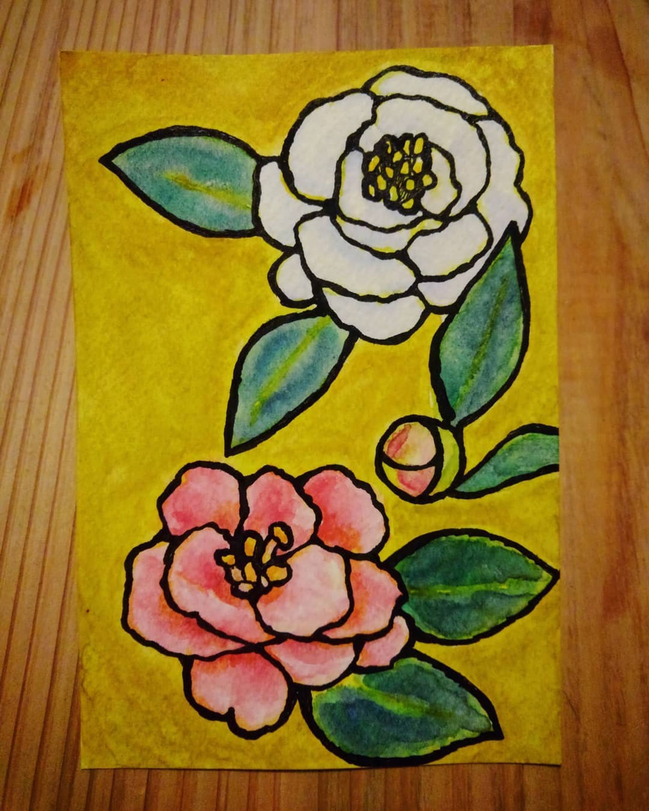 #一日一絵 
No.007【 #椿 】
◆
椿が咲き始めた
赤やピンクはよく見かけるが
先日は白も見かけてテンションあがる。
誕生花が白椿なので。
いよいよ冬本番…と思いきや
このところの汗ばむ陽気、
朝晩の寒暖差はヤバイ。
◆
#drawing #art #illustration 
#illust #analogart #painting
#inkdrawing
#camellia
#flowers #flowerart #flowerillustration
#ctrlzの効かない世界-1