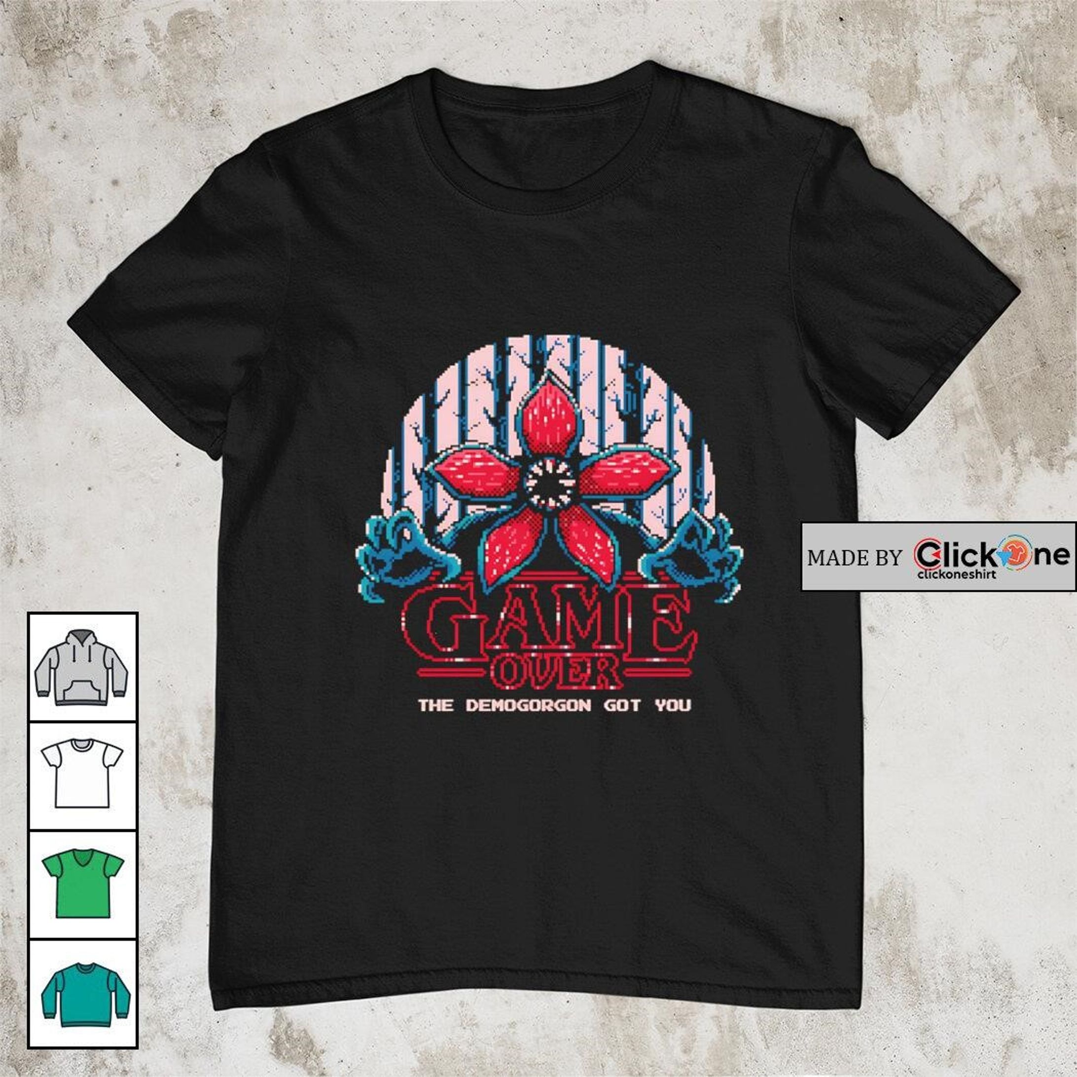 The Demogorgon Got You – Game Over Pixel Art Shirt-1