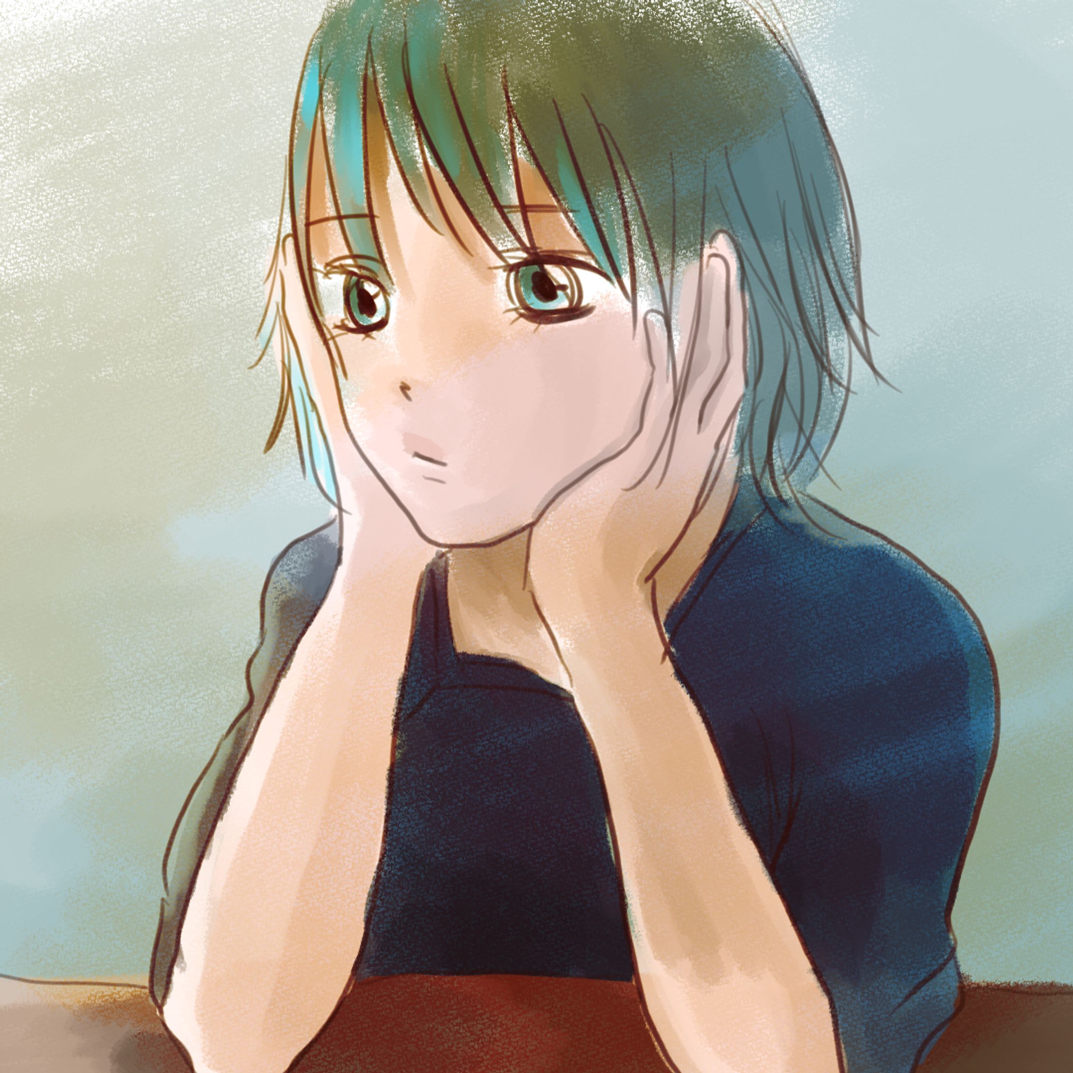 考え事する女の子-1