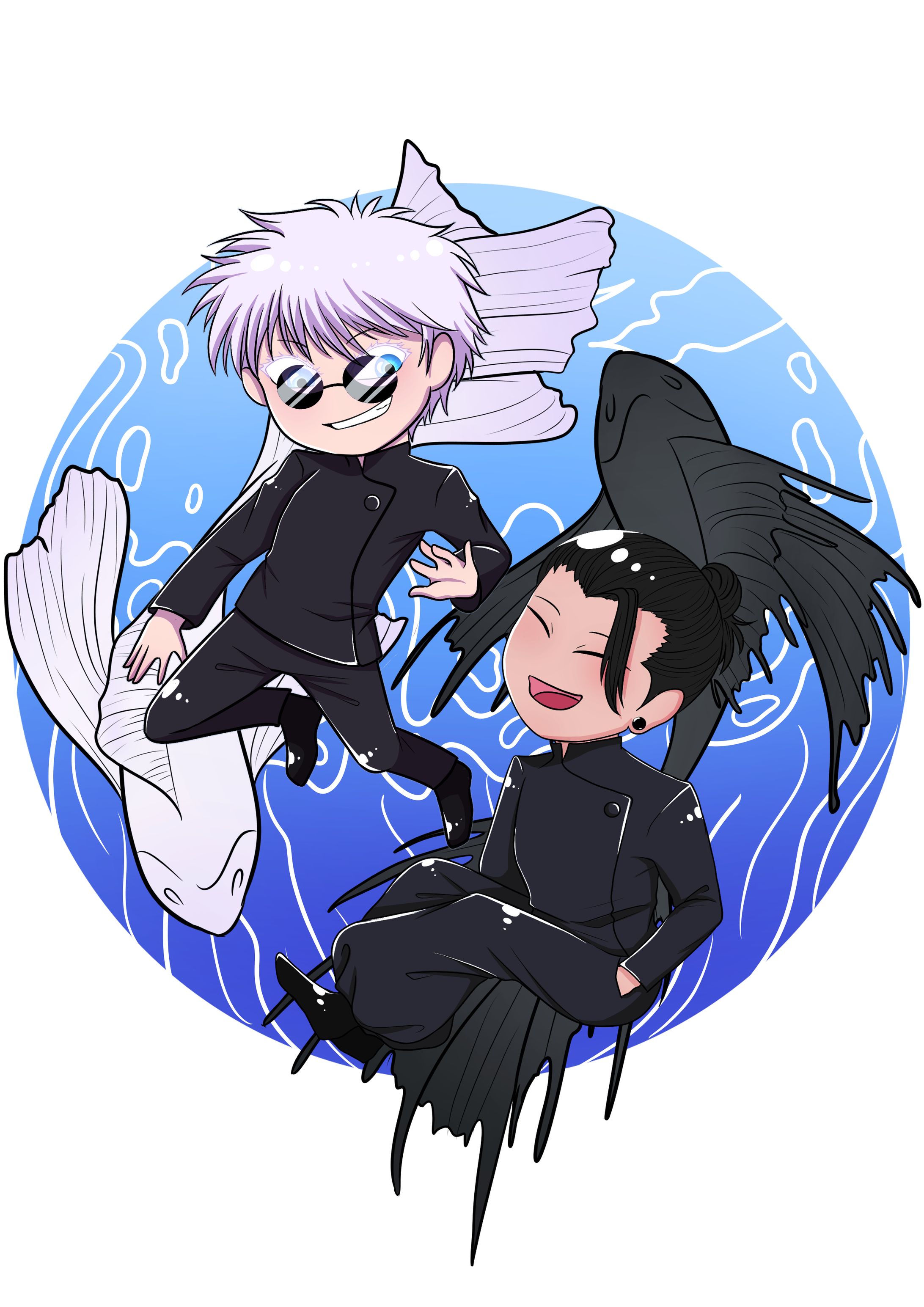 Artwork - Full body, 2 characters, simple color, chibi 30/11/2023-1