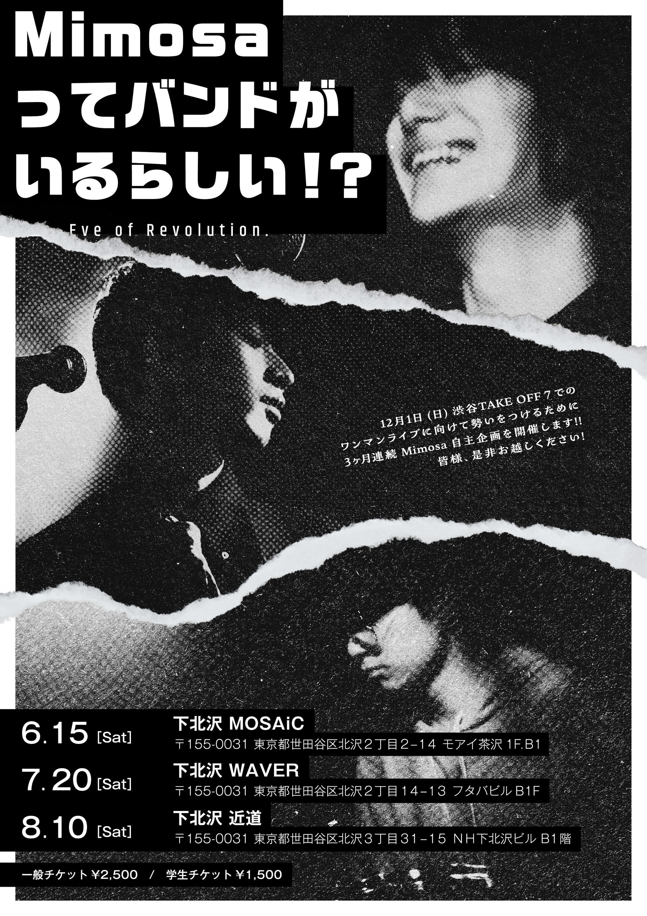 Mimosaってバンドがいるらしい !? Eve of Revolution｜Flyer-1