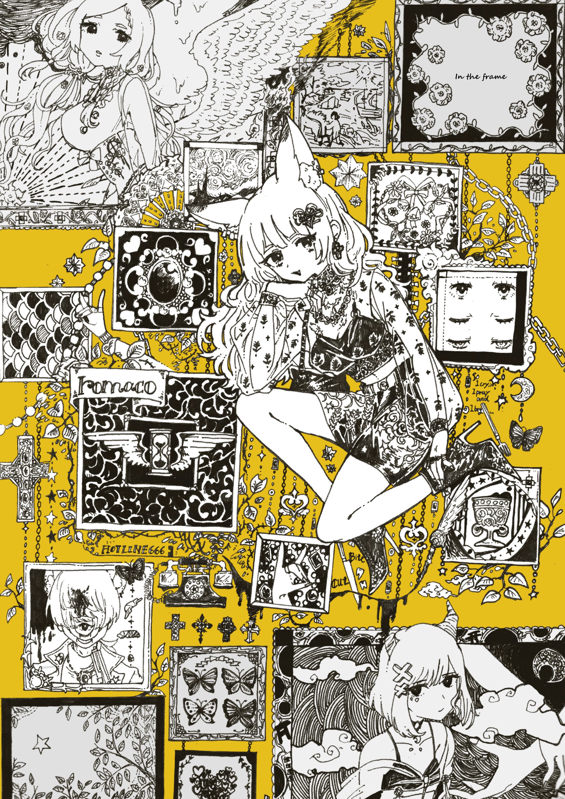 額縁がテーマのアナログイラスト-1