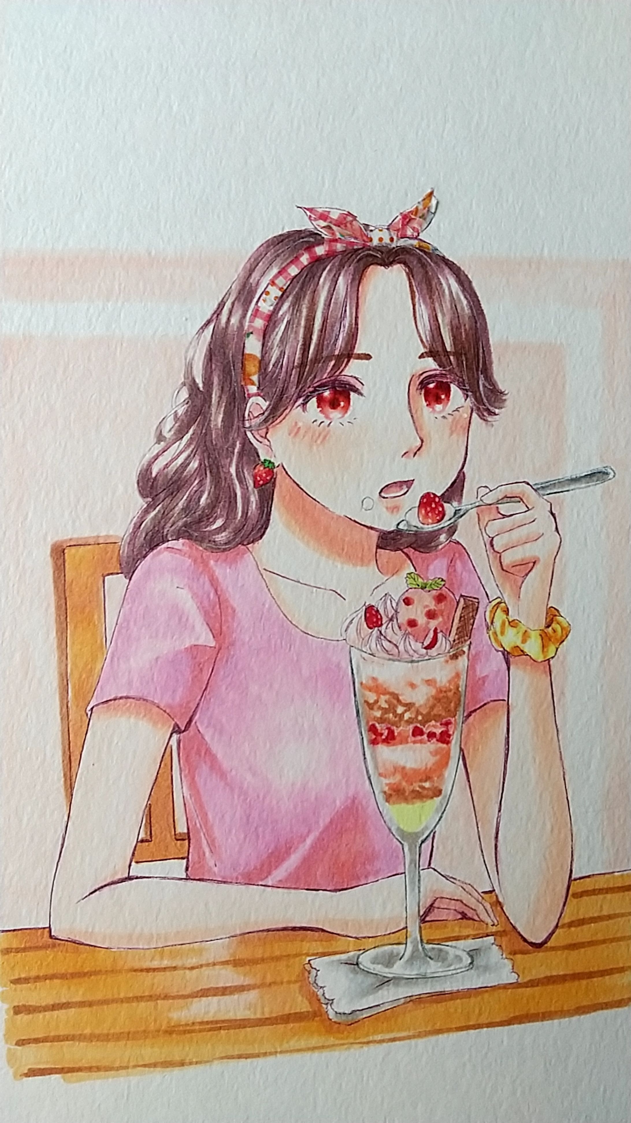 パフェを食べる女の子-1