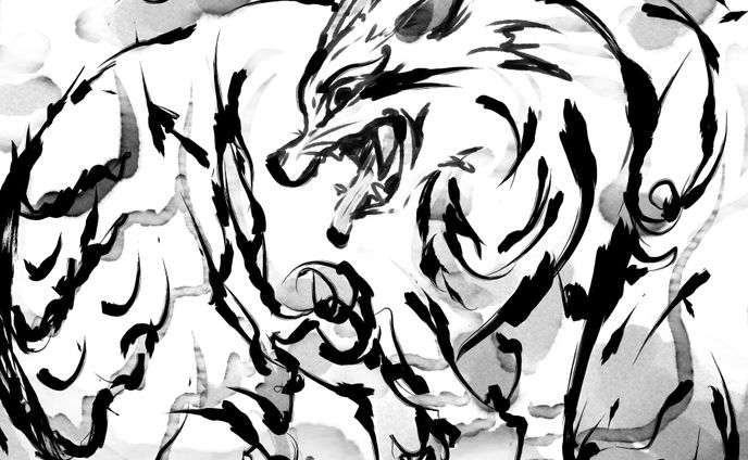 墨絵風OC：妖狐／illust