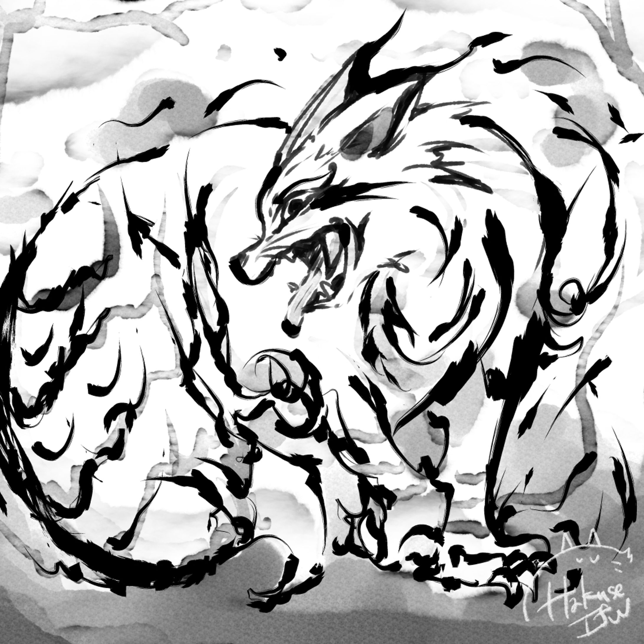 墨絵風OC：妖狐／illust-1