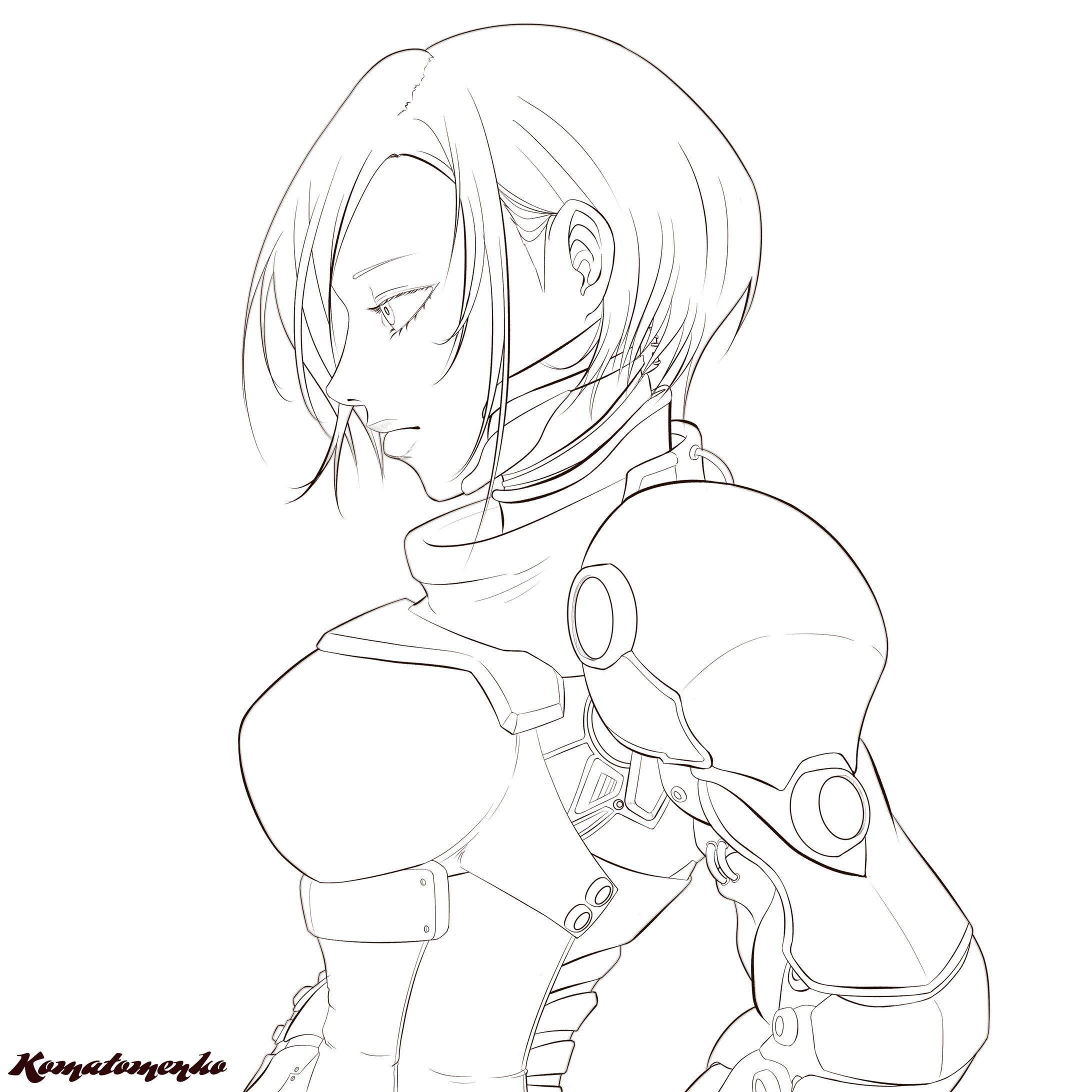 機械少女（線画）-1