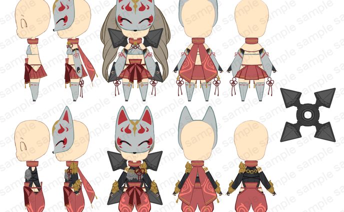 キャラクターデザイン・立ち絵：和風装備デザイン