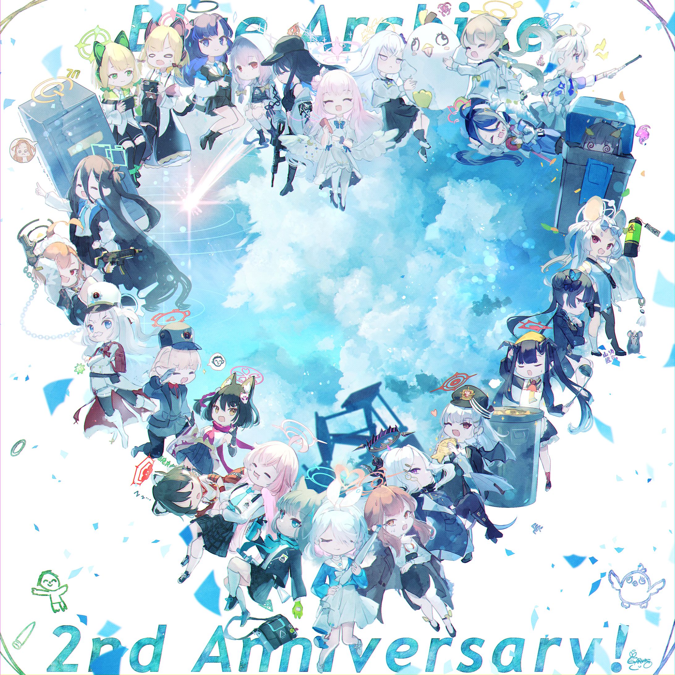 【ちびキャラ】ブルアカ2周年イラスト-1