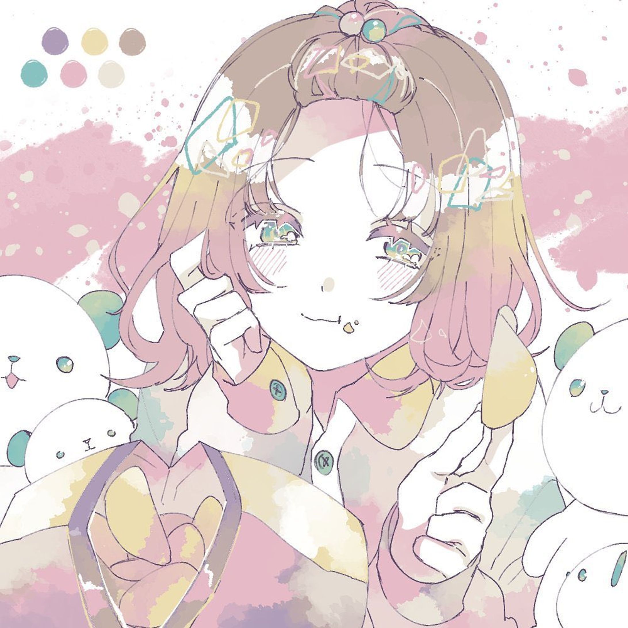 柚唄ソラさん（Twitter：u_taSbr）のカラーパレットをお借りしてました。

『パジャマパーティ』

#illustration #painting #drawing #illustragram #girl #pastelcolors #イラスト #いらすとぐらむ #いらすと好きな人と繋がりたい #カラーパレットイラスト #カラーパレット-1