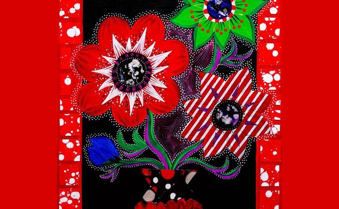 New striped anemone✨

#大沢愛 #manaosawa #artcontemporain #modernart #artcollector #artgallery #acrylicpainting #painting  #collageartwork #illustration #artstagram #artlovers #visualart #contemporaryart #colorful  #mixedmedia #ミクストメディア #绘画 #当代艺术 #現代アート #현대예술 #アートコレクター#naiveart #selftaughtartist #Fauvism #womanartists #アネモネ #anemone #primitive