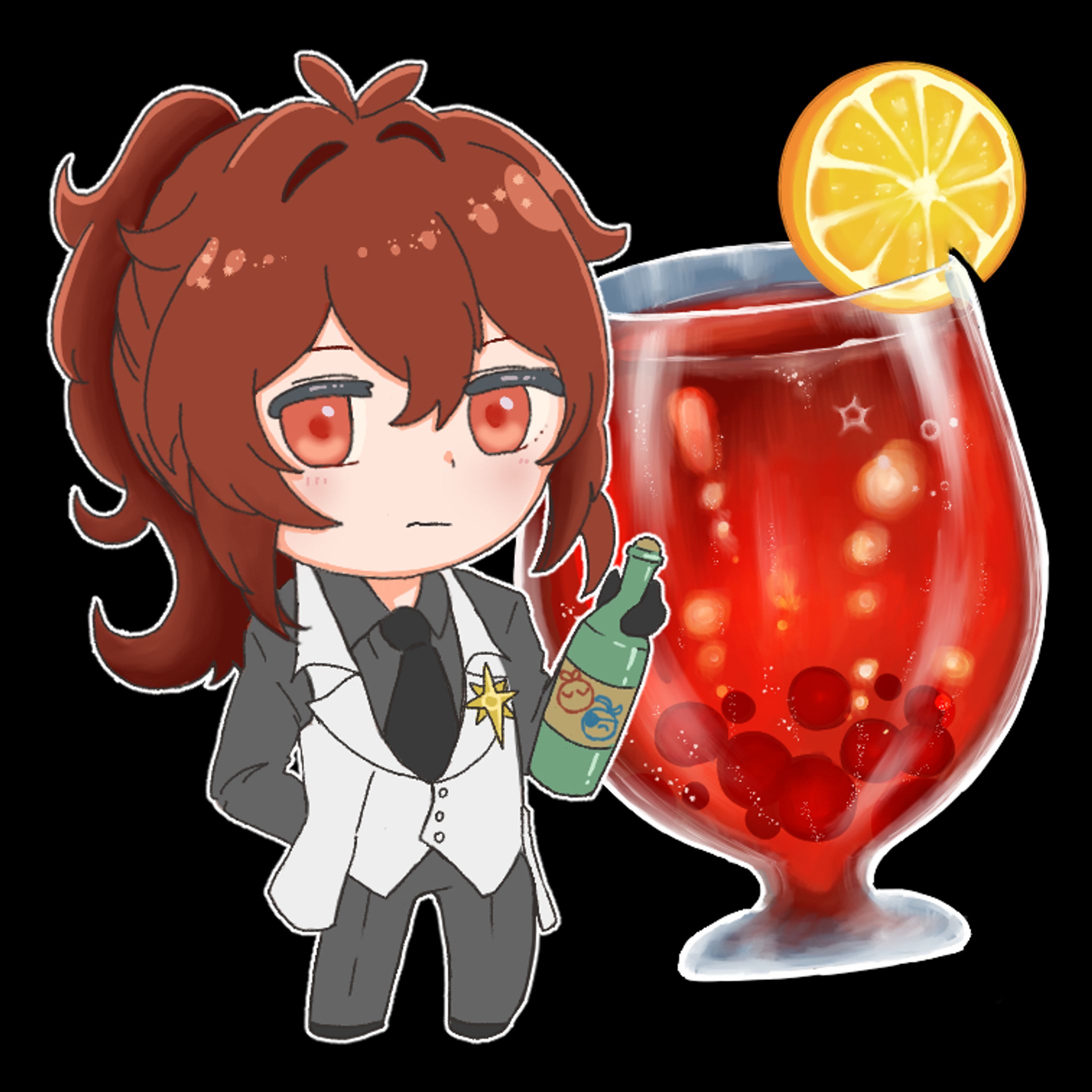 SDイラスト ディルック：原神ファンアート-1