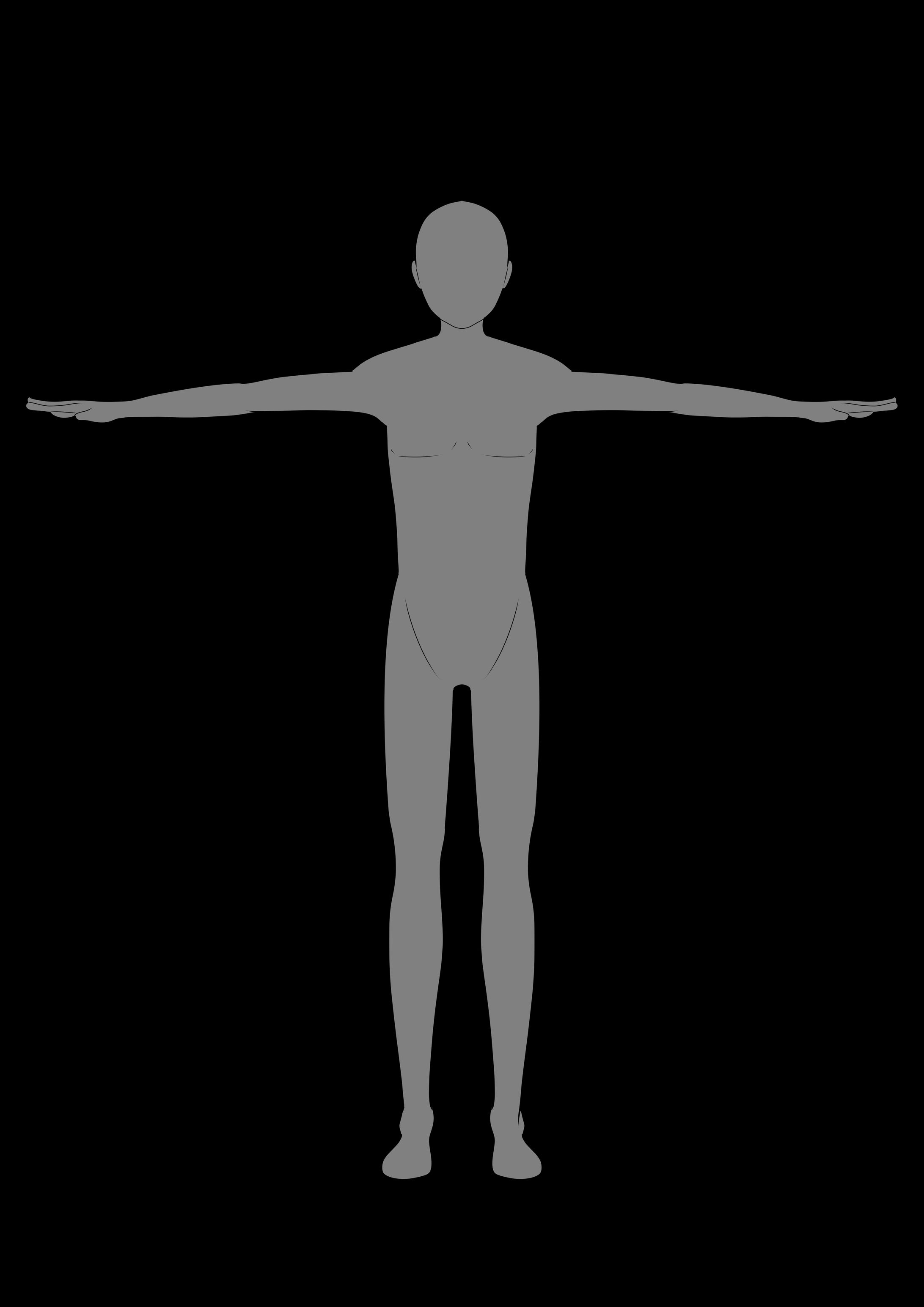 体形　男性 キャラクターデザインシート　2D-1